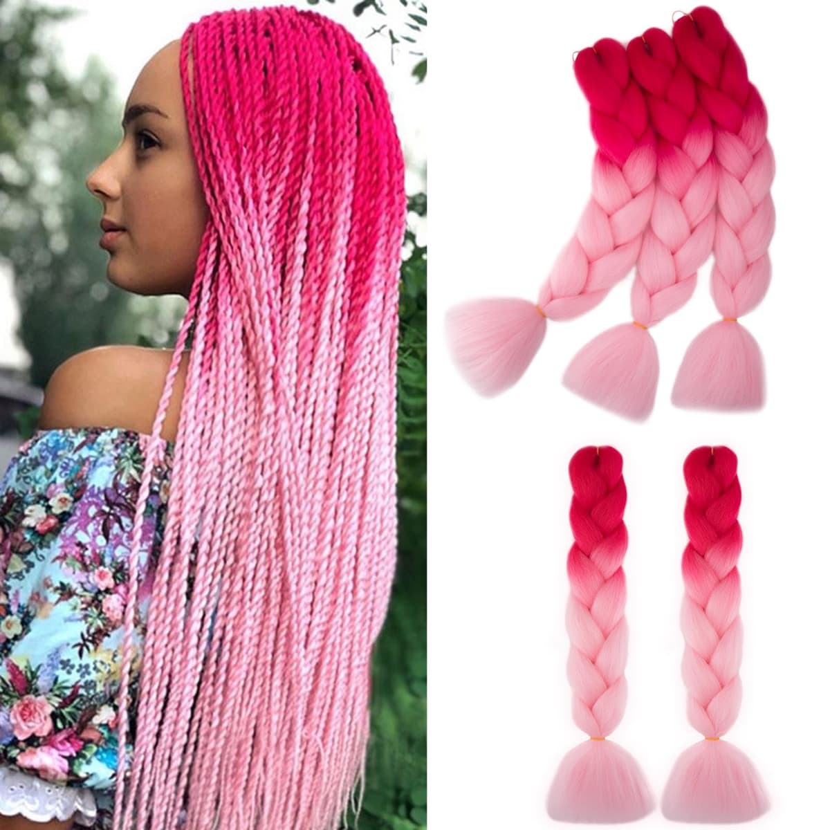 60cm Extensiones de Pelo Trenzas Africanas Castaño Oscuro Extensiones para Trenzas Africanas 1 pcs 100g Kanekalon Pelo para Trenzas Africanas Sintetico Extensiones de Trenzado Cabello Braiding — view 14