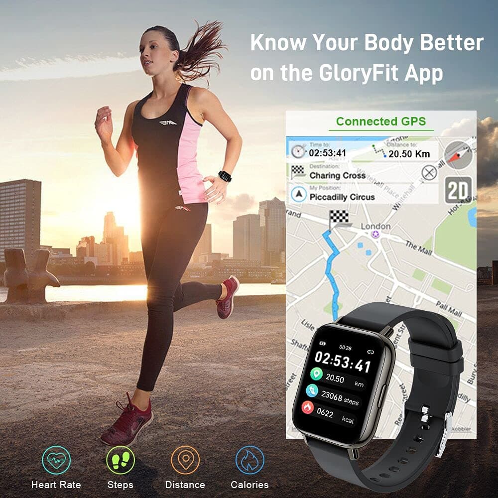 Smart Watch, Fitness Tracker 1.69" Touch Screen Fitness Watch with Heart Rate Sleep Monitor, Step Counter for Men Women Activity Trackers IP68 Waterproof Smartwatch Sports for iOS Android — view 4