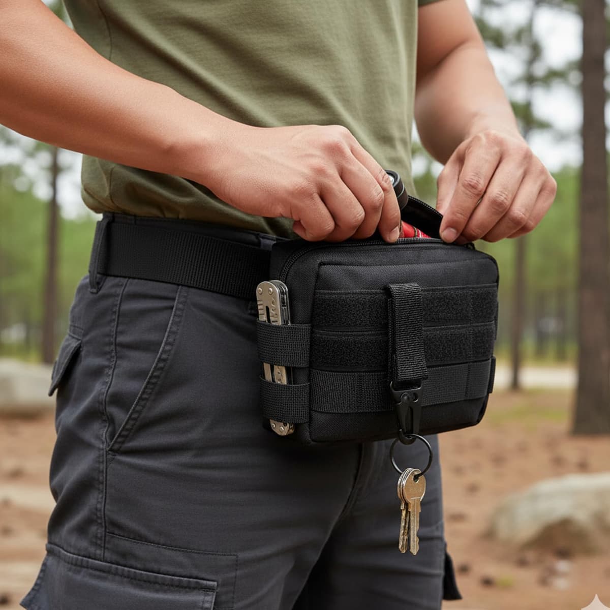 6 Piezas Mosquetón Táctico para Colgar, Llavero de Mosquetón Nylon Colgante Cinturón para Senderismo, Acampar, Actividades al Aire Libre para Acampar Senderismo Actividad al Aire Libre(Negro — view 5