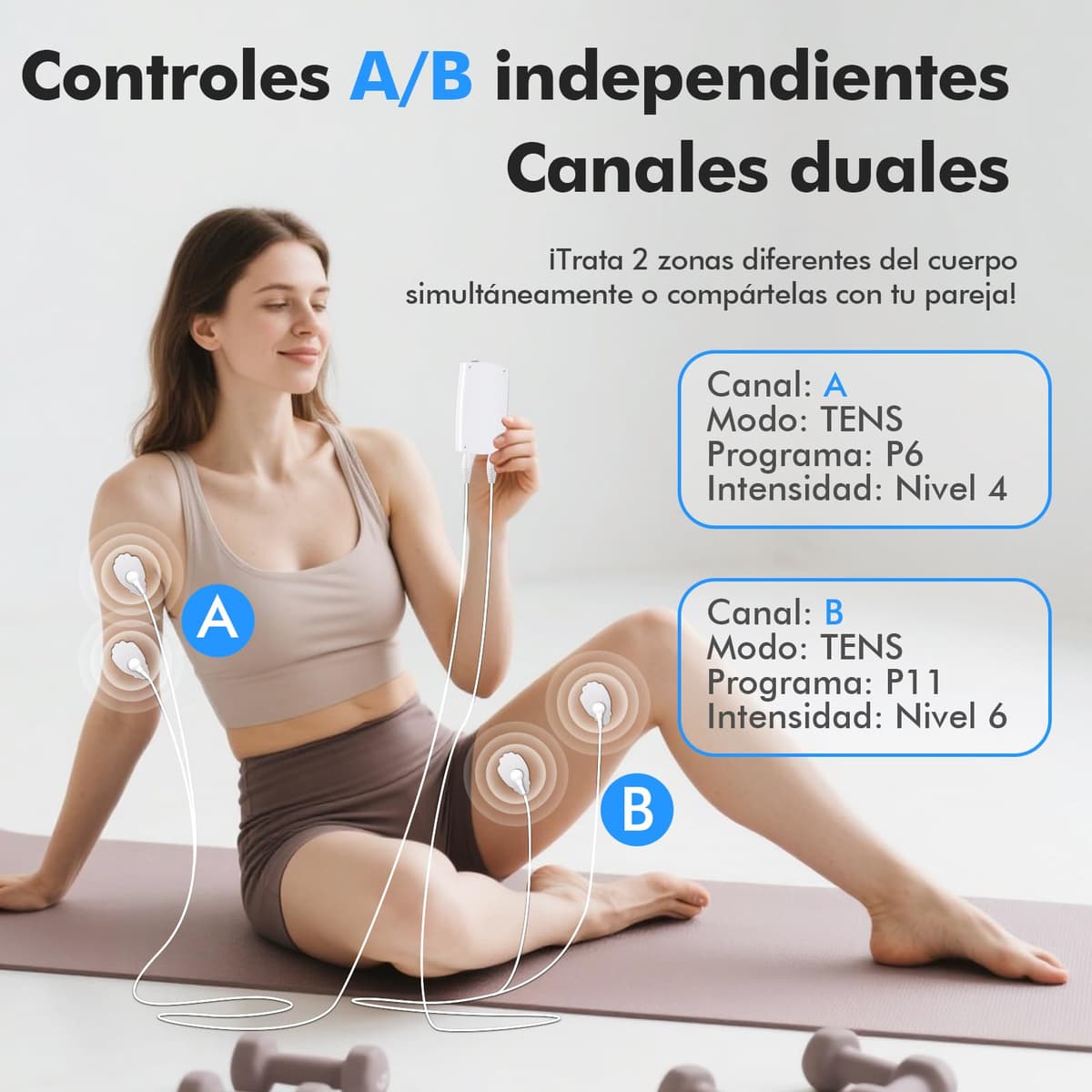 Electroestimulador Muscular 3 en 1 TENS EMS Masaje Electrodos con 36 Programas 2 Canales 10 Electrodos TENS 20 Niveles de Intensidad para Muscular Relajación — view 3