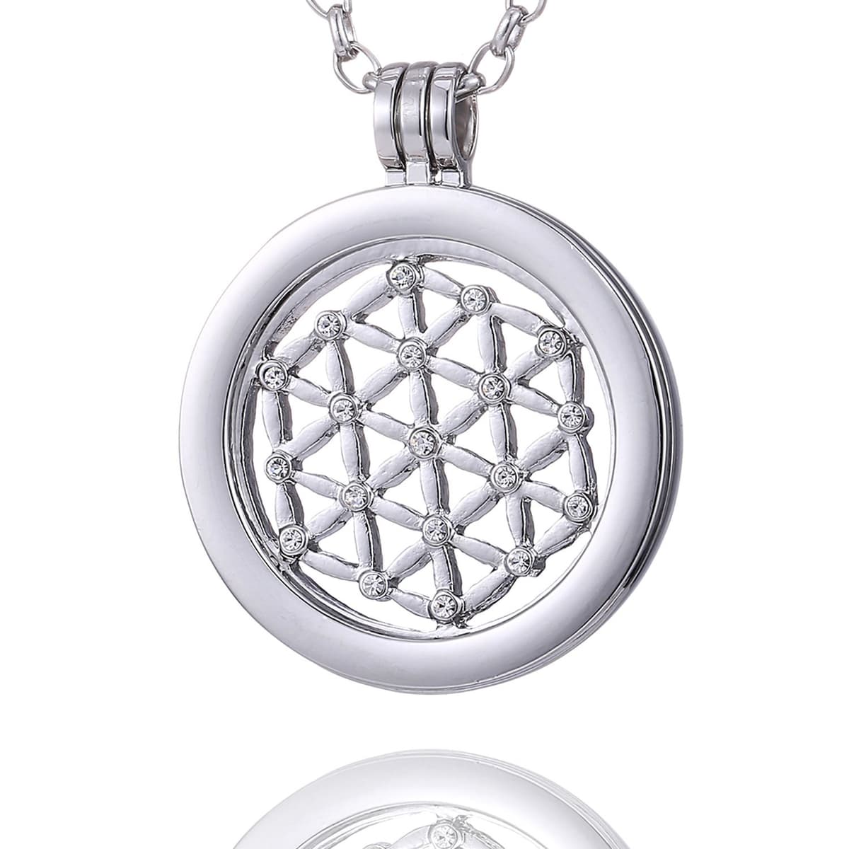 Morella Mujeres Collar 70 cm Acero Inoxidable y Colgante Amuleto Coin 33 mm en Bolsa para Joyas — view 14