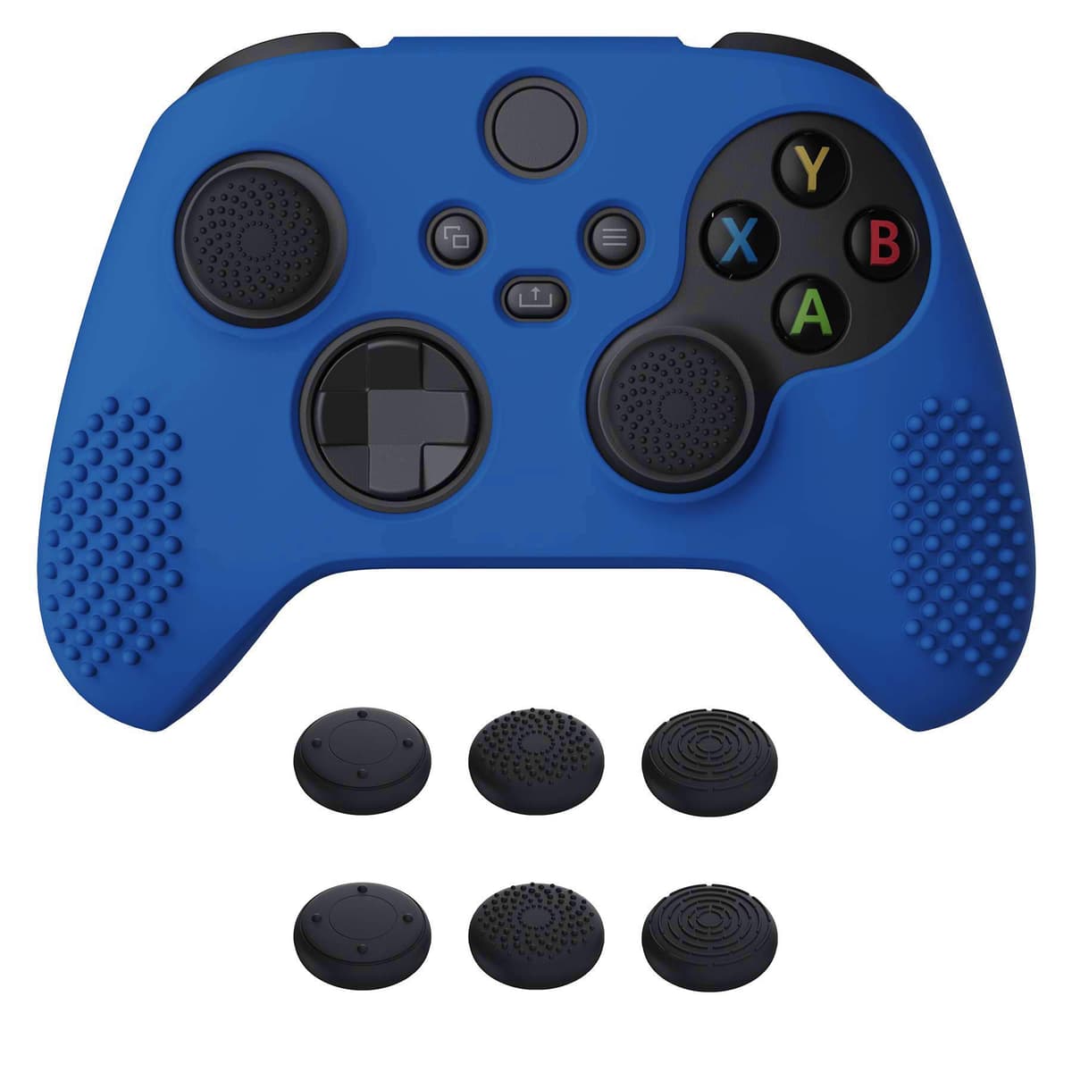 eXtremeRate PlayVital Funda de Silicona para Xbox Series X/S, Carcasa Antideslizante con 6 Thumb Grips, Protector Ergonómico, Accesorios para Xbox Series X/S - 3D Tachonado (Oscuro Gris Negro) — view 19