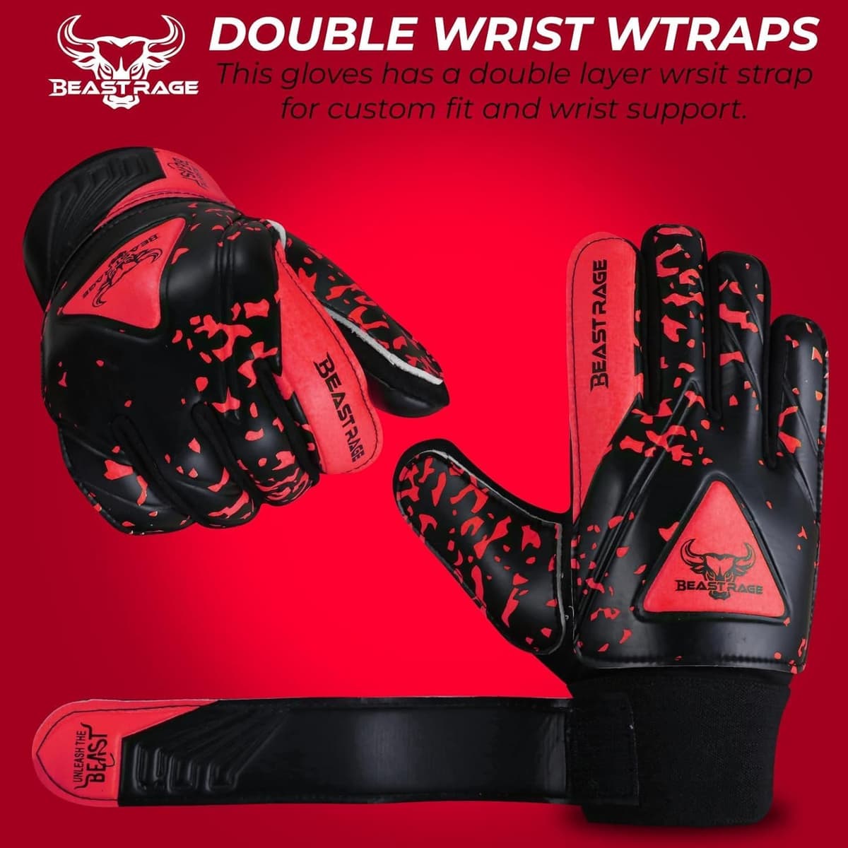 BEAST RAGE Guantes de Portero para niños y jóvenes,Guantes de Portero de fútbol para niños,Soporte de muñeca Doble,Agarre Fuerte,Guantes de fútbol con Palma Acolchada para niño — view 3