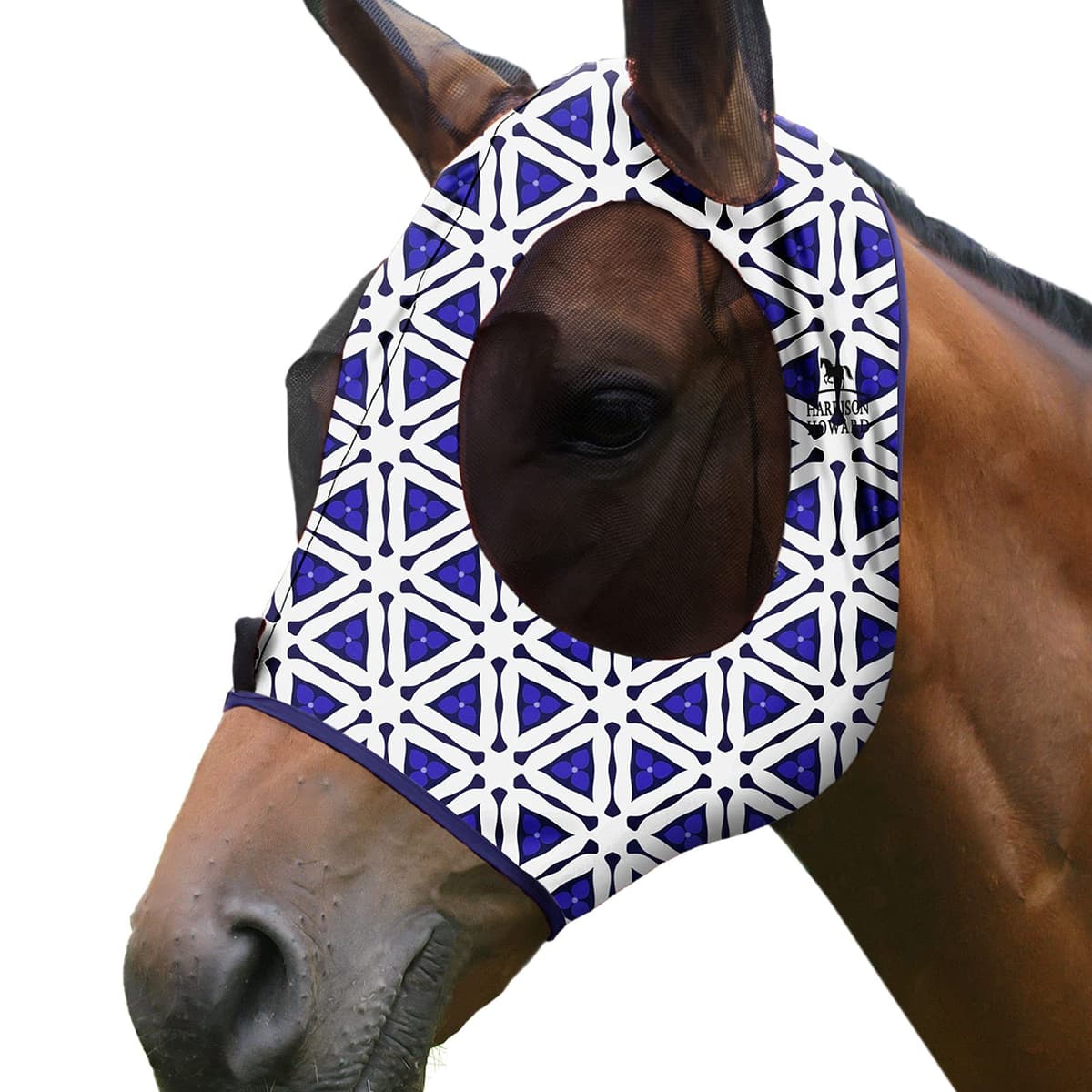 Harrison Howard Máscara elástica para Moscas de Caballo, excelente Comodidad con protección UV, máscara estándar para Caballos, Azul Marino M — view 34