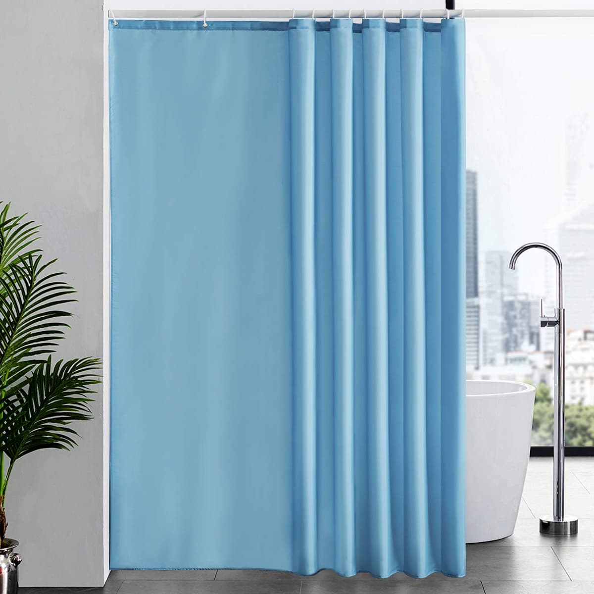 Furlinic Cortina Ducha 200x200cm Antimoho Impermeable Lavable Blanco Tela Poliéster Grandes Cortinas de Baño con 12 Aros de Cortina Ducha. — view 149