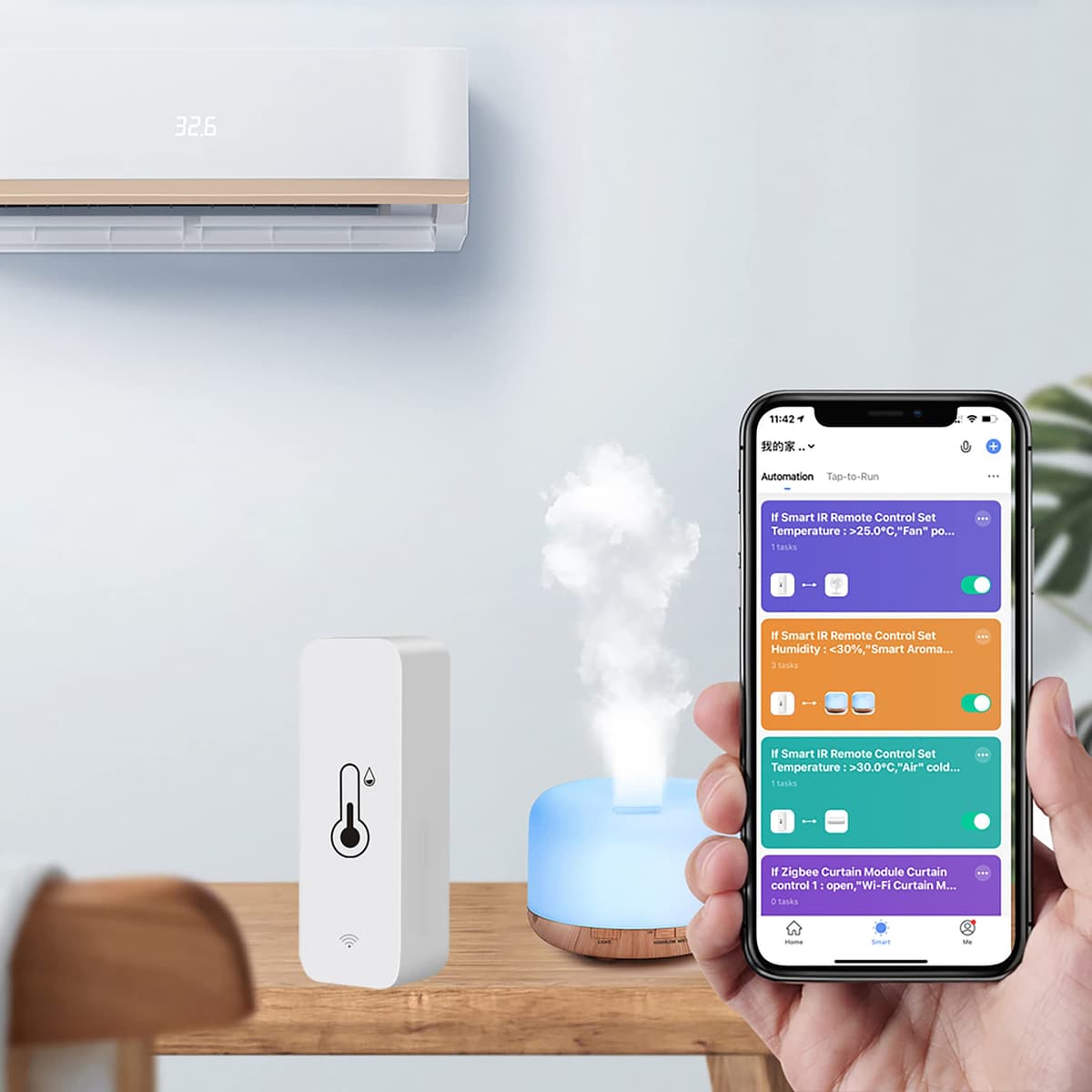 WiFi Hygrometer Thermometer Sensor, Wireless Temperature and Humidity Sensor for Indoor and Outdoor Use with Remote App Notification Alarm, Works with the Tuya App (4 Pack) — view 5