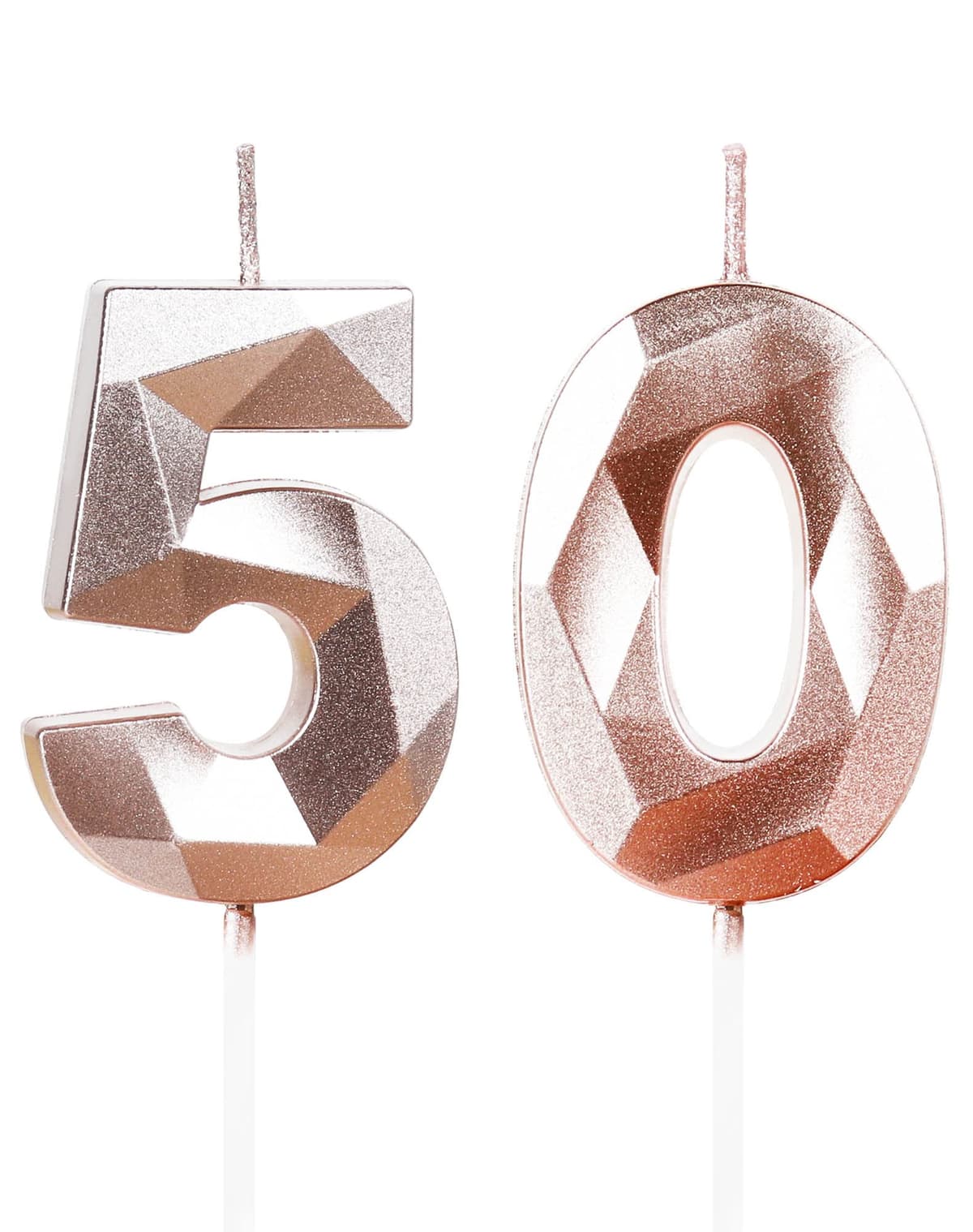 Yiran 50th Birthday Candles, Gold Number 50 Happy Birthday Candles, Cake Topper Decorations for Birthday Party, Wedding Anniversary Celebration Supply — view 215
