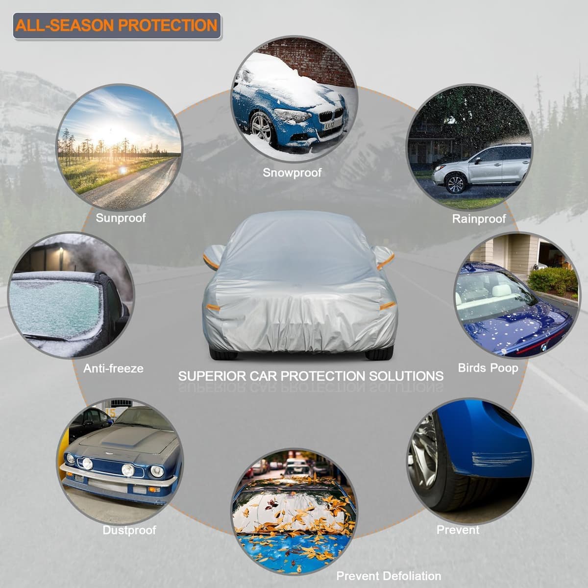 Kayme Funda Coche Exterior, Compatibles con Toyota Yaris (1999-2025), Cubierta para Coche Impermeable Transpirable Anti-UV Antipolvo de 6 Capas, Cubre Coche con Cremallera y Forro de Algodón. — view 3