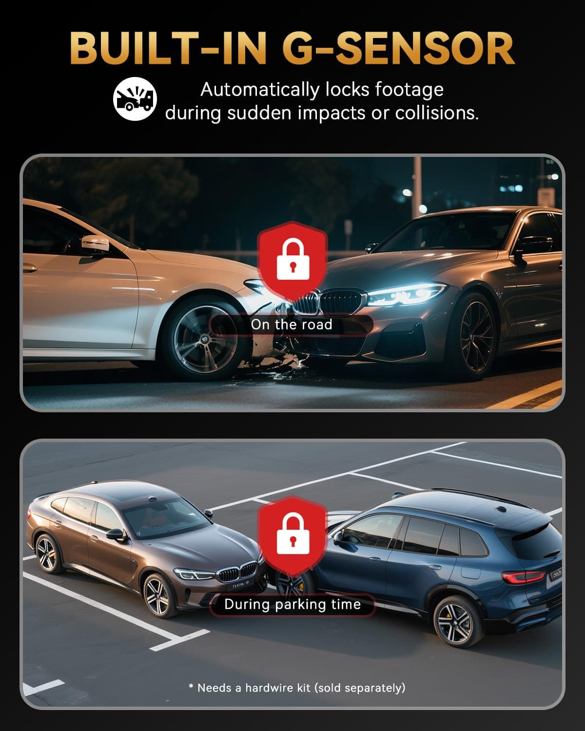 TERUNSOUl 4K+4K Dash Cam Front and Rear, Free 128GB Card Included, 5.8GHz WiFi Dash Camera for Cars, Built-in GPS, G-Sensor, 170°Wide Angle, 3" IPS Screen, 24H Parking Mode, Support 512GB Max — view 5