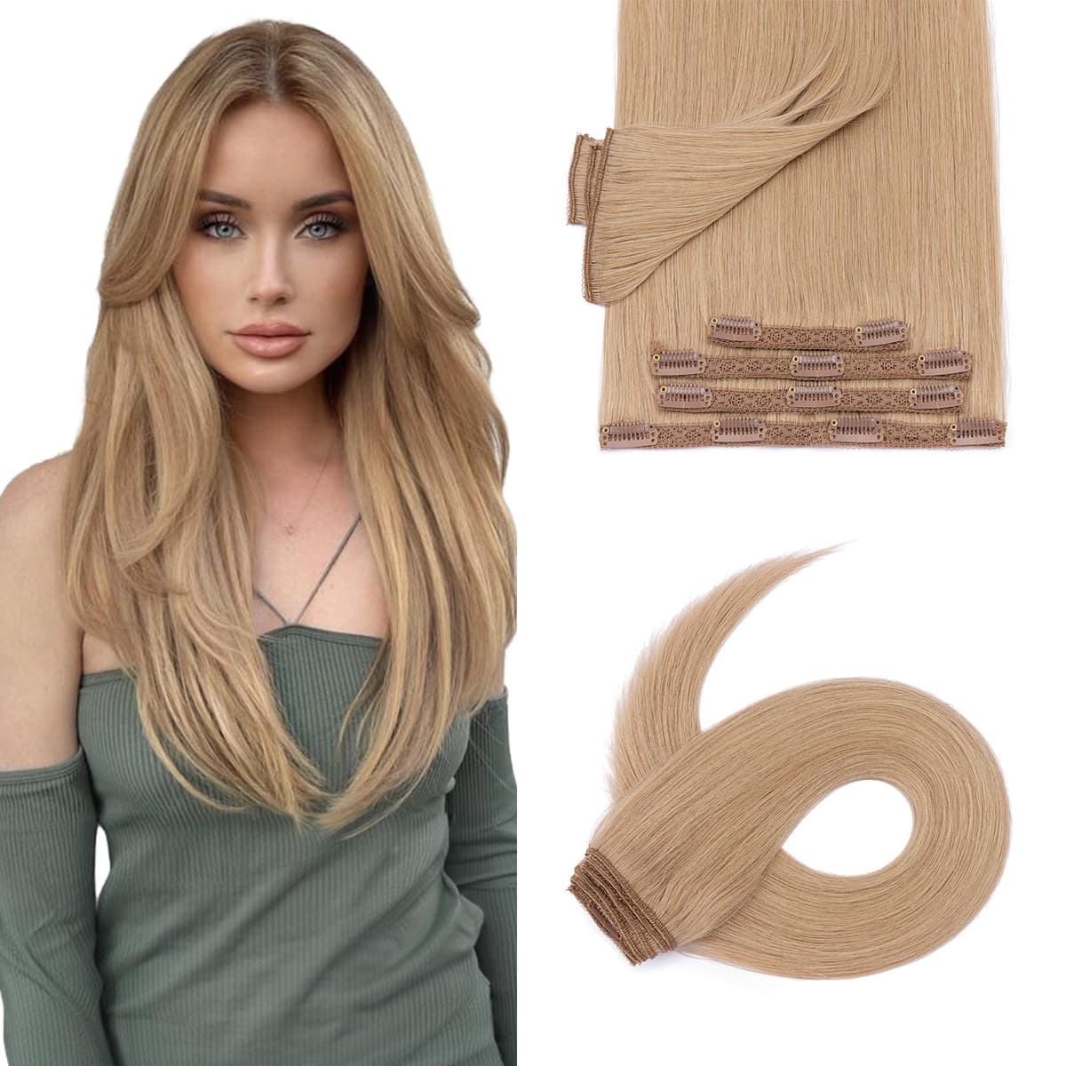 Silk-co 10inch Hair Extensions Clip in Hair Extension Human Hair #04 Medium Brown -Basic Thickness-Thin Weft- 8 Pieces Real Remy Straight Hair Extensions[50g] — view 191