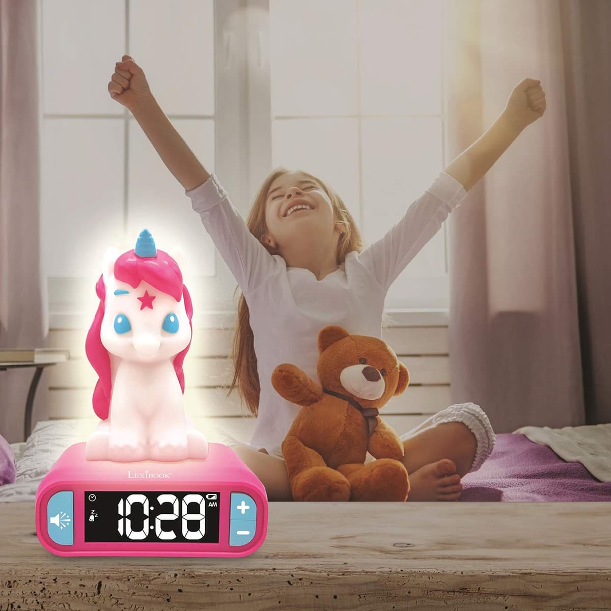 LEXIBOOK Reloj Despertador del Unicornio, Pantalla LCD Digital y luz de Noche integrada, quitamiedos niña-RL800UNI, Color Rosa (RL800UNI), Color/Modelo Surtido — view 8