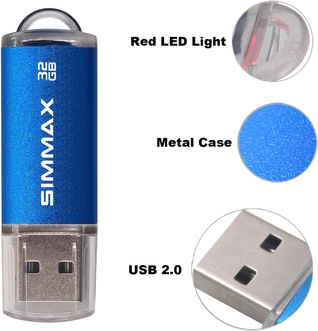 SIMMAX Memory Stick 32GB USB 2.0 Flash Drives Thumb Drive Pen Drive (32GB Blue) — view 4
