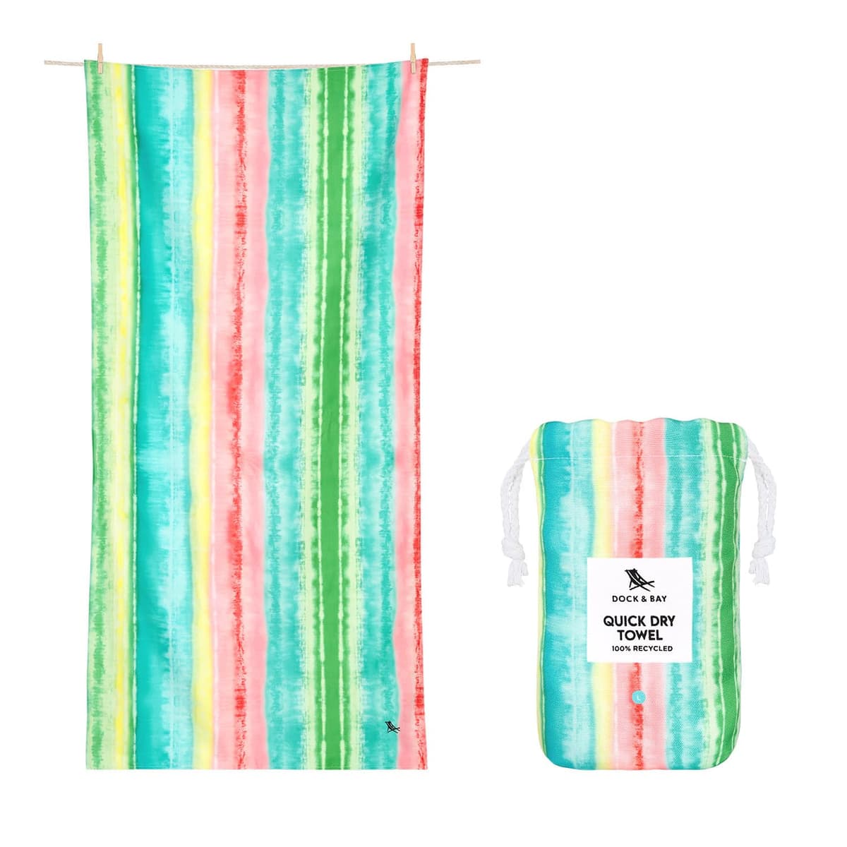 Dock & Bay Beach Towel - Quick Dry, Sand Free - Compact, Lightweight - 100% Recycled - Includes Bag - Cabana - Whitsunday Blue - Large (160x90cm, 63x35) — view 37