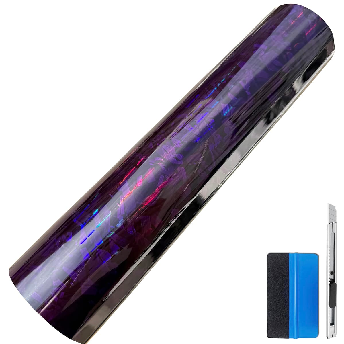 NewL Forged Carbon Fiber Gloss Red Vinyl Wrap Sticker Free Bubble Air Release DIY Decal Car Auto Vehicle Morotcycle Self Adhesive (Red-Silver, 30cm x 100cm) — view 29
