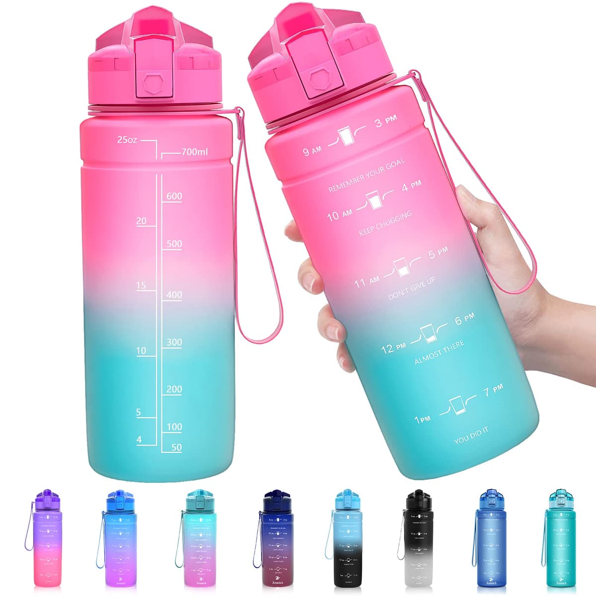 ZOUNICH Botella Agua Deporte, Botella Agua Niños sin BPA Reutilizable Plástico Tritan - 500 ml / 700 ml / 1 l, Cantimploras para Te con Filtro, para Infantil, Gimnasio, Bicicleta — view 21