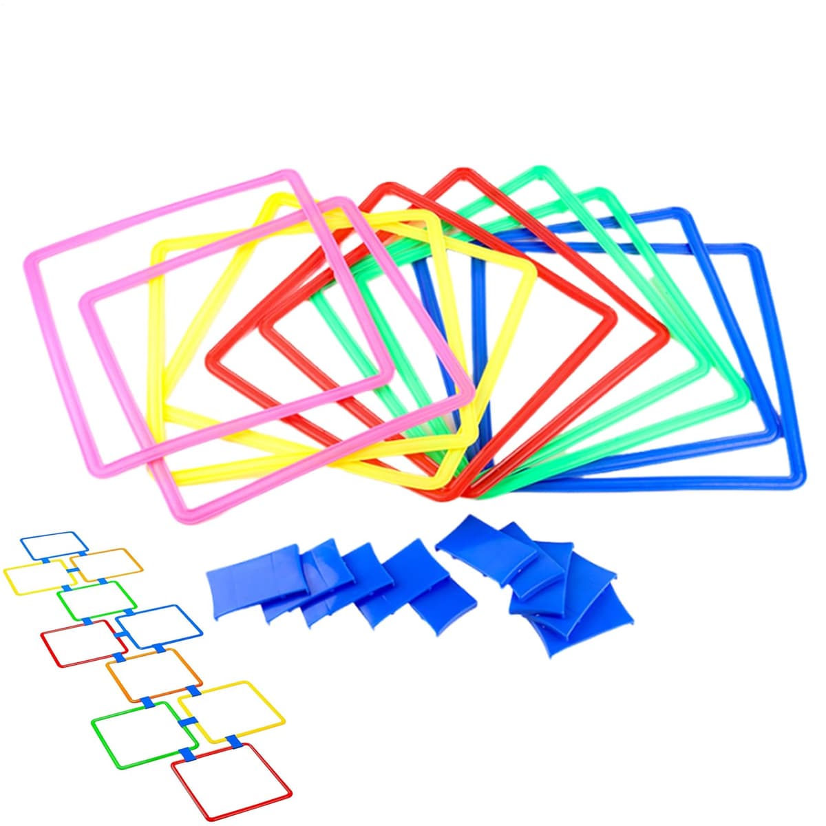 Juego de anillos Hopse, 38 x 38 x 1,5 cm, 10 conexiones, juego de entrenamiento para el patio de recreo, divertido juego de acondicionamiento y agilidad para K