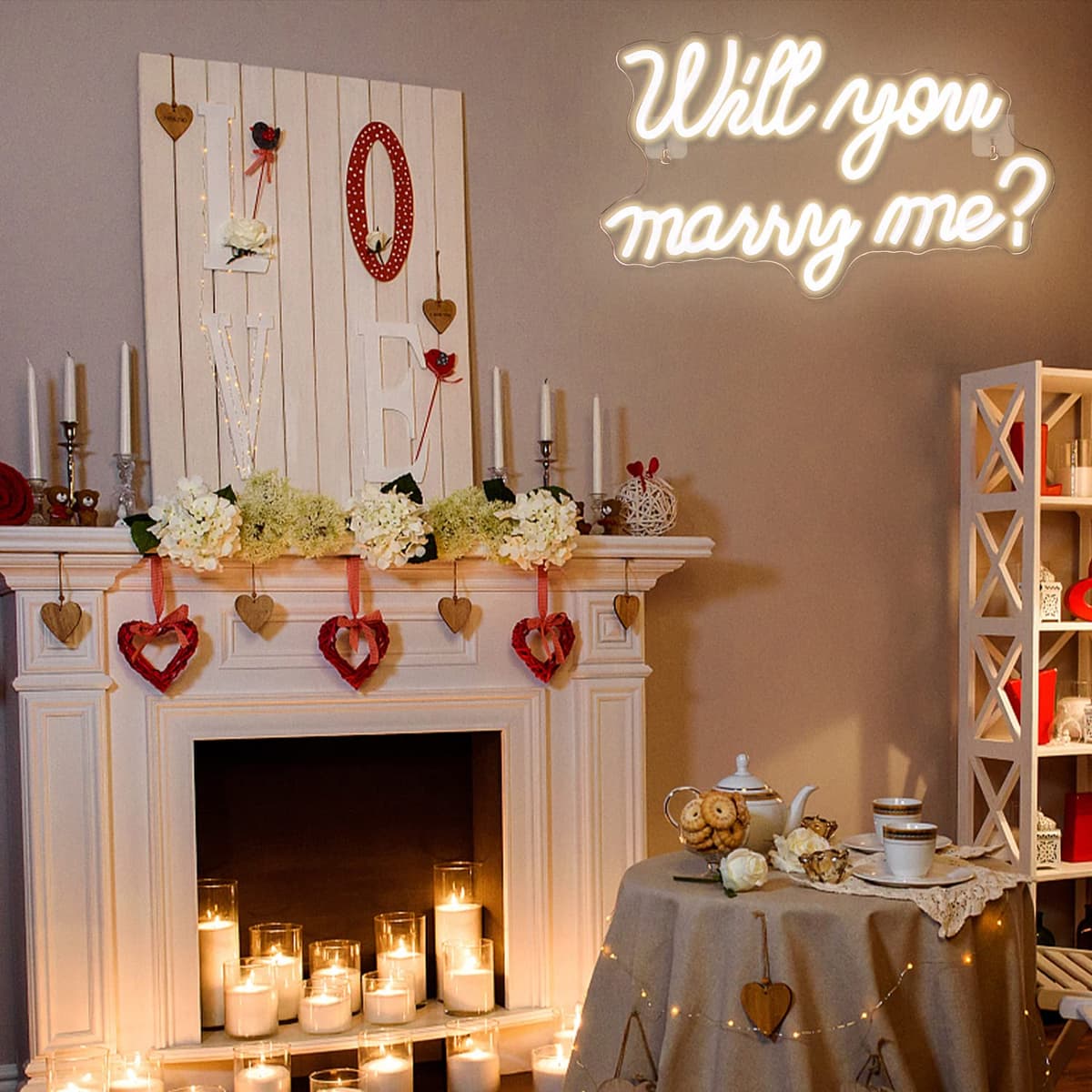wanxing Will You Marry Me Neon Sign for Wall Decor Wedding LED Letters Neon Sign Powered by USB Light Sign for Proposal Decorations Wedding Party Valentines Day Girlfriend(Warm) — view 2