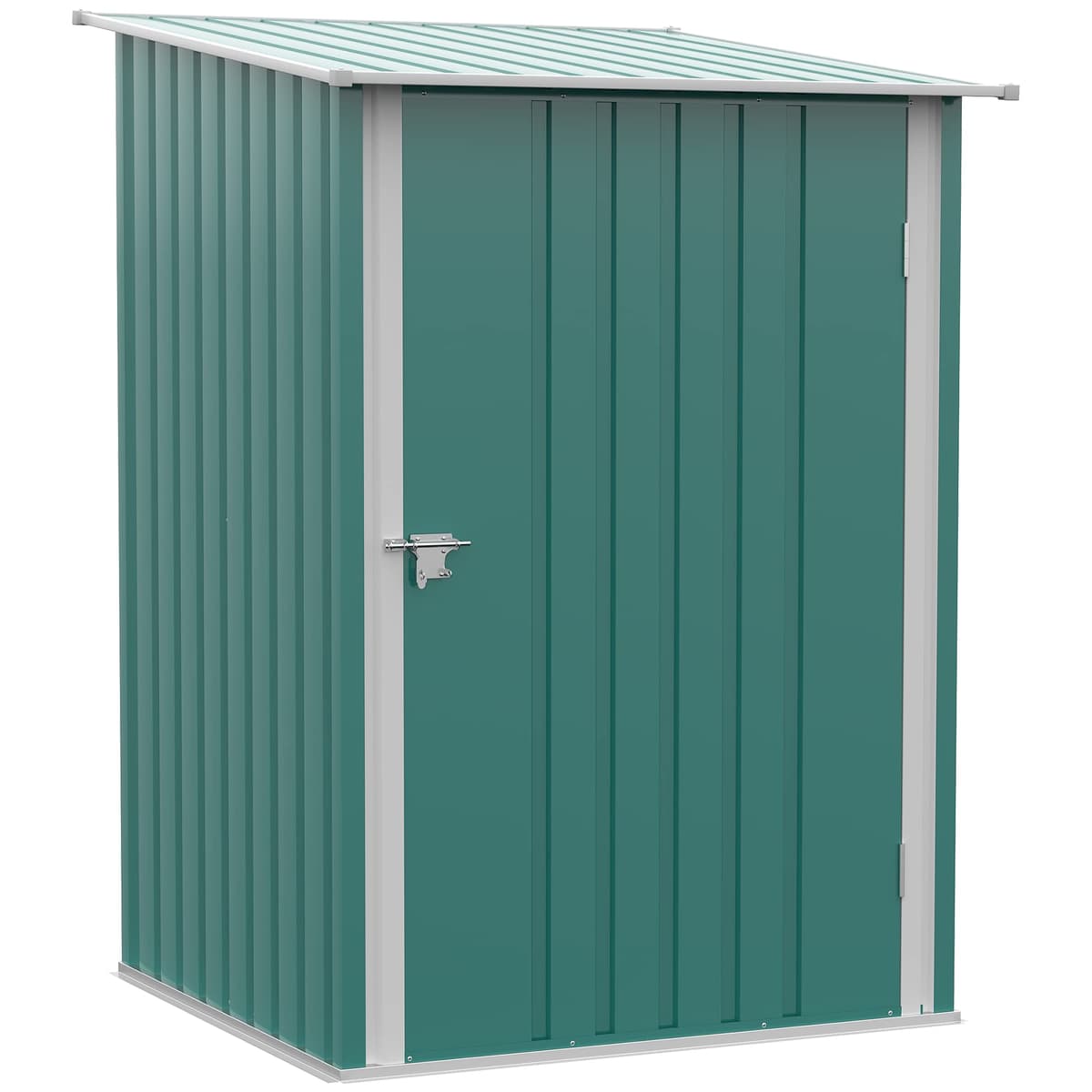 Outsunny Cobertizo de Jardín de Exterior 0,92 m² 100x103x160 cm Caseta de Jardín Metálica con 1 Puerta y Cerradura para Almacenamiento de Herramientas en Patio Terraza Verde