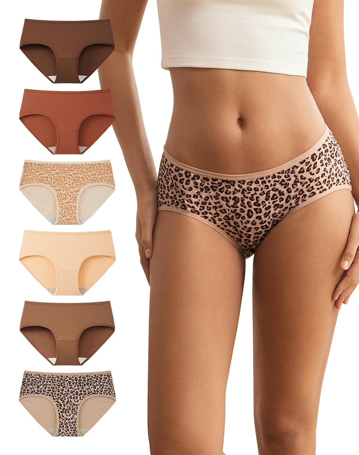 INNERSY Bragas Mujer Algodón Elástico Culotte Cintura Media Ropa Interior Cómodas y Suaves Pack de 6 — view 8