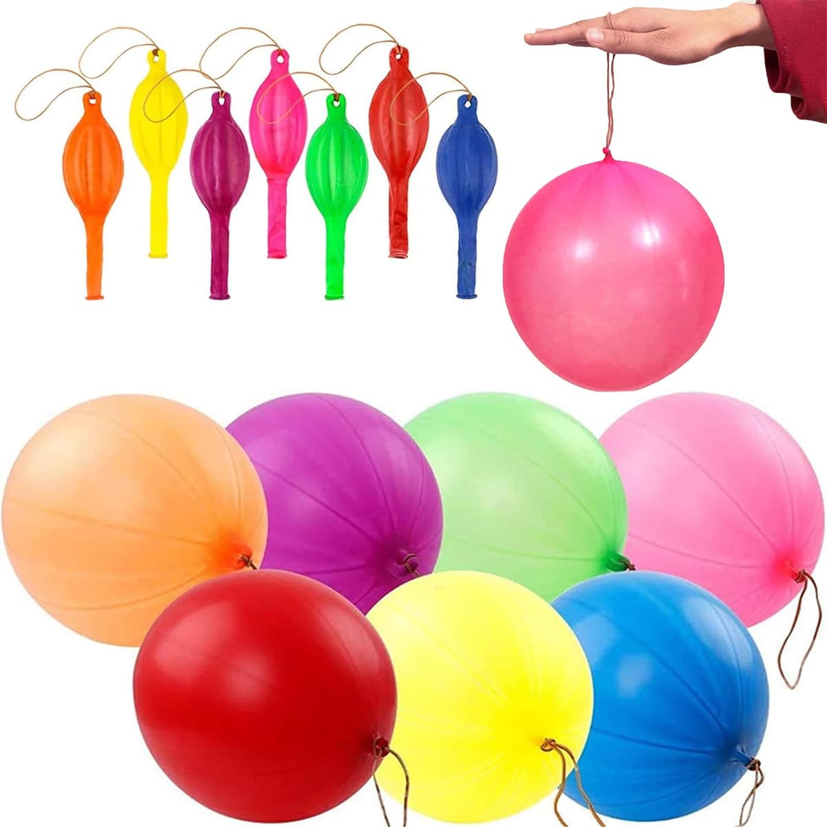 50PCS Punch Balloons for Party Bags - Giant Balloons for Kids, Punch Balloons Indoor/Outdoor Games, 7 Colours (Orange/Blue/Pink/Green/Red/Purple/Yellow), High Quality & Reusable