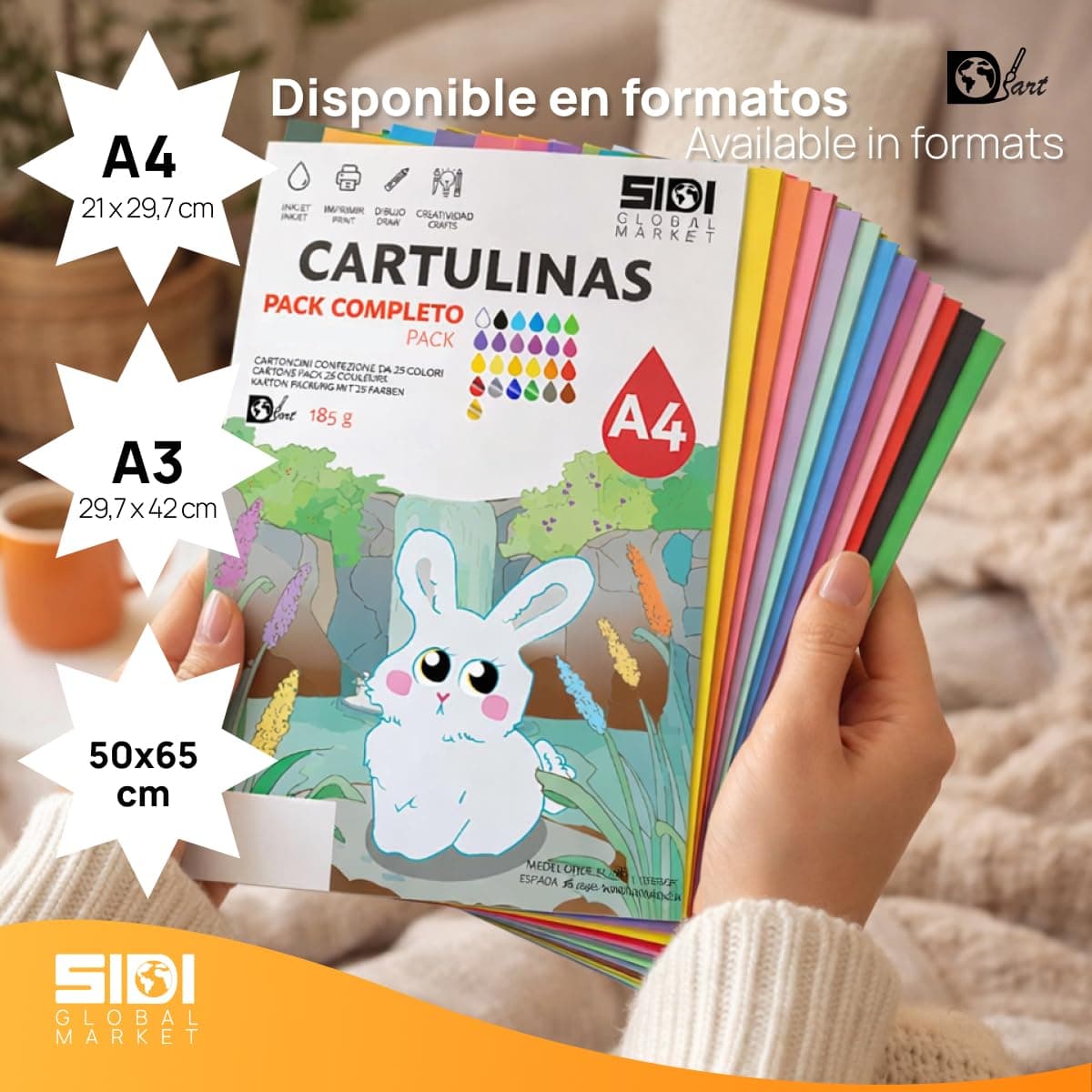 Cartulina A4 Blanca 185 g Papel Cartulina para Manualidades, Scrapbooking, Impresora Inkjet y Láser, Cartulina Gruesa – SIDI (blanco, 25h) — view 4