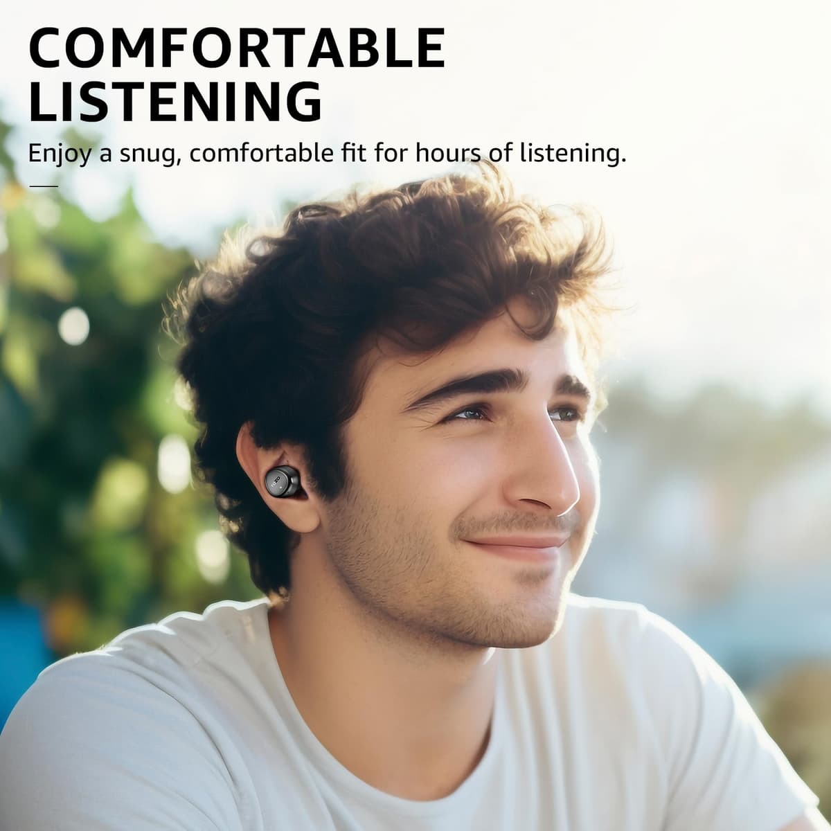 TOZO E1 Wireless Bluetooth 5.3 Headphones with ENC Calls Ultralight EQs Adjustment 30H Playback USB Type C IPX6 Black — view 5