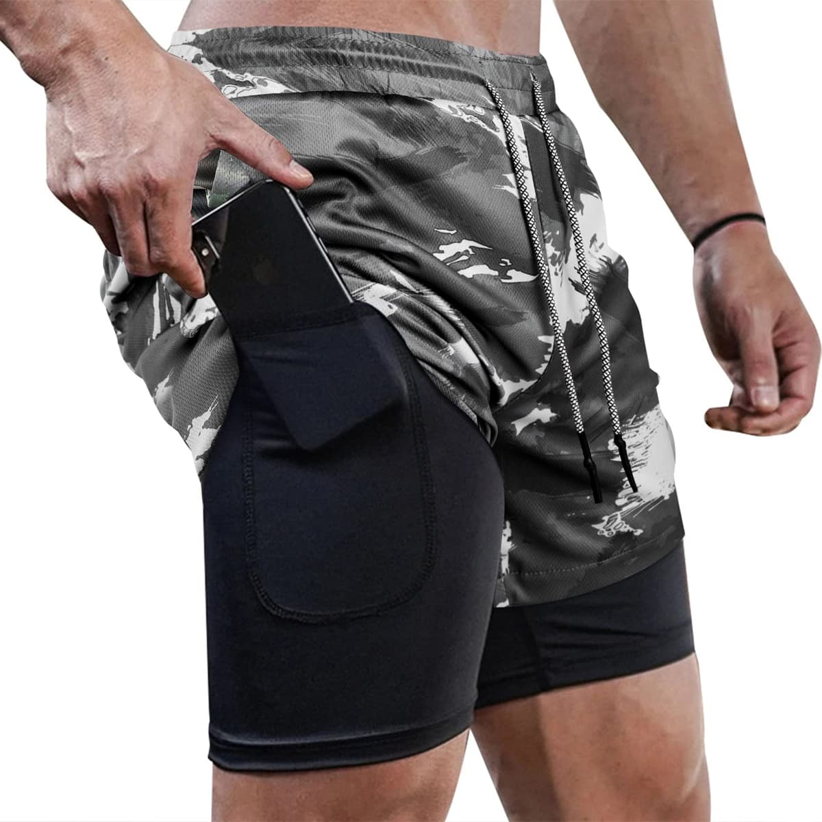 Superora Mens Running Gym 2 in 1 Sports Shorts Breathable Outdoor Workout Training Shorts with Pockets — view 15