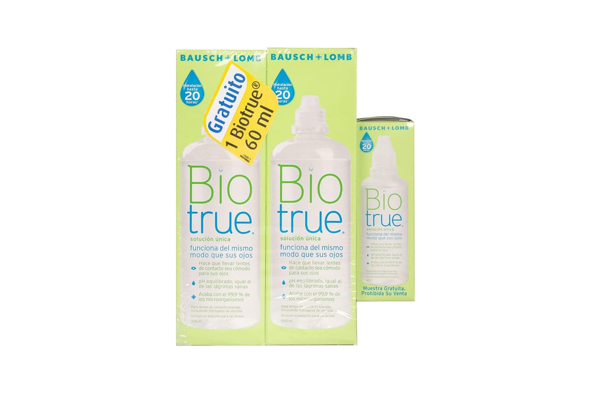 Biotrue Bausch + Lomb Solución Única 2 x 300ml + 60ml gratis para lentes de contacto blandas — view 3