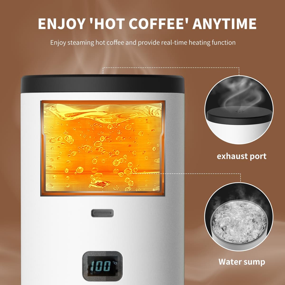 3-in-1 Portable Coffee Maker, 15 Bar Portable Espresso Machine with LED Display and 90ml Sink, Compatible with Ground Coffee & Capsules(Ns&DG) for RV, Hiking, Office, Auto-Heating, USB-C (Purple) — view 4