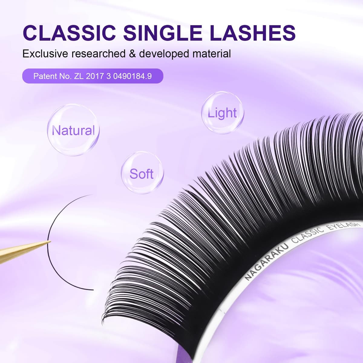 NAGARAKU Pestañas Individuales Clásicas 1:1 Suaves Y Naturales Volumen Ruso Pelo a Pelo Base Sin Pegamento Para Extension De Pestañas Profesional 16 Filas Alta Capacidad Negro Mate (0.07 CC 11mm) — view 2