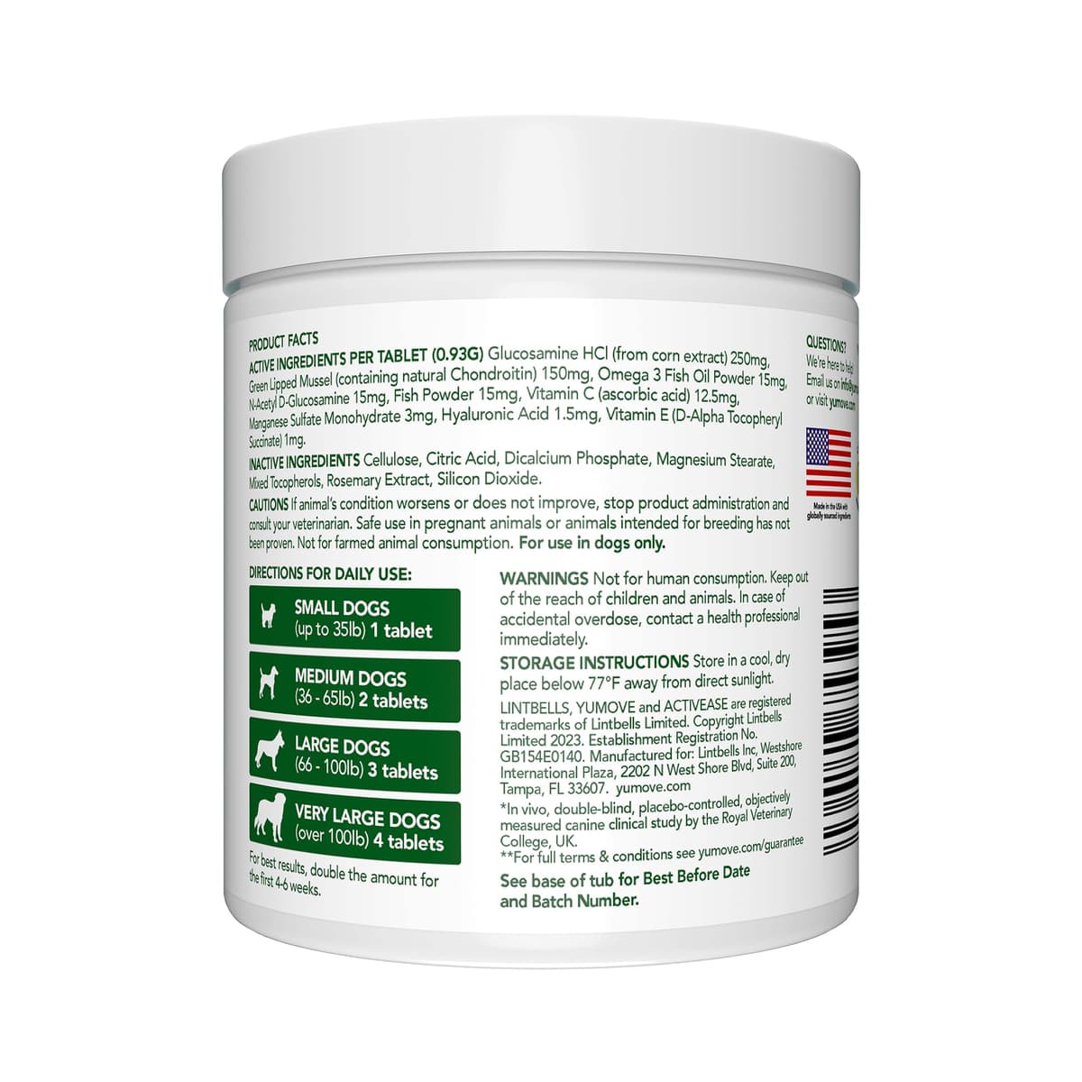 YuMOVE Senior Dog Joint Supplement, Essential Hip & Joint Support for Older Dogs with Glucosamine, Chondroitin, Green Lipped Mussel, Aged 8+, 120 Tablets, Packaging May Vary — view 2