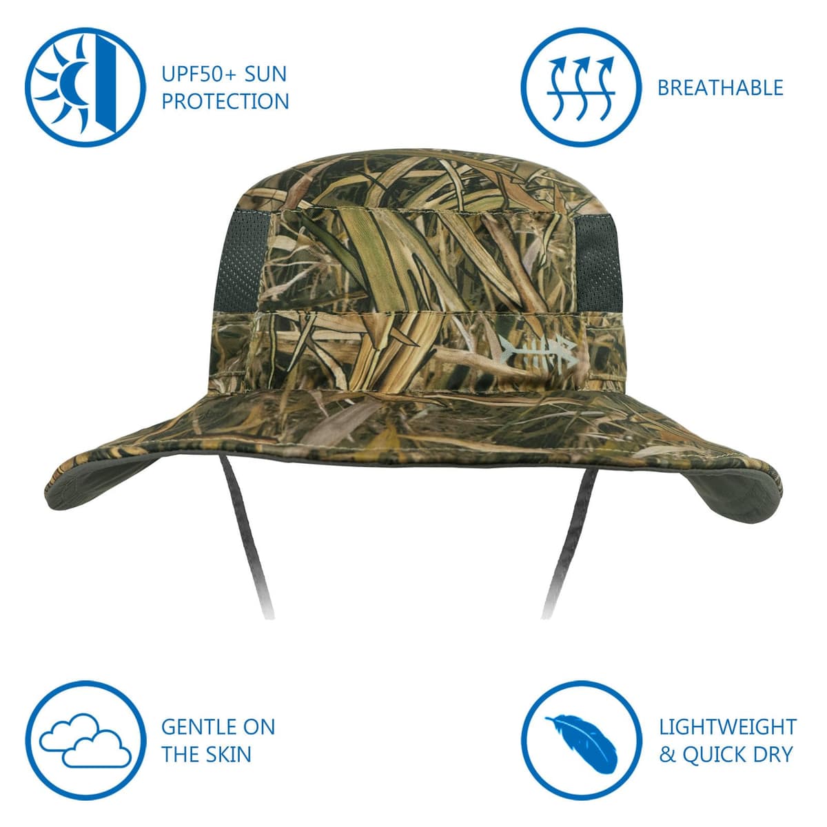 Bassdash UPF 50+ Sombrero de Pesca Solar Resistente al Agua con Solapa de Cuello Desmontable — view 2