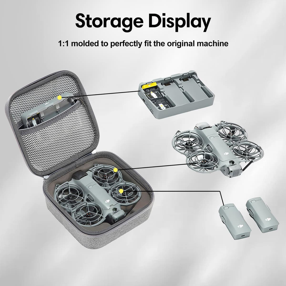 Neo 2 bolsa, carcasa dura portátil para DJI Neo 2 Drone, Maleta Drones Accesorios para DJI Neo 2, Gris Bolsa Estuche Portátil Ligero y Compacto — view 4