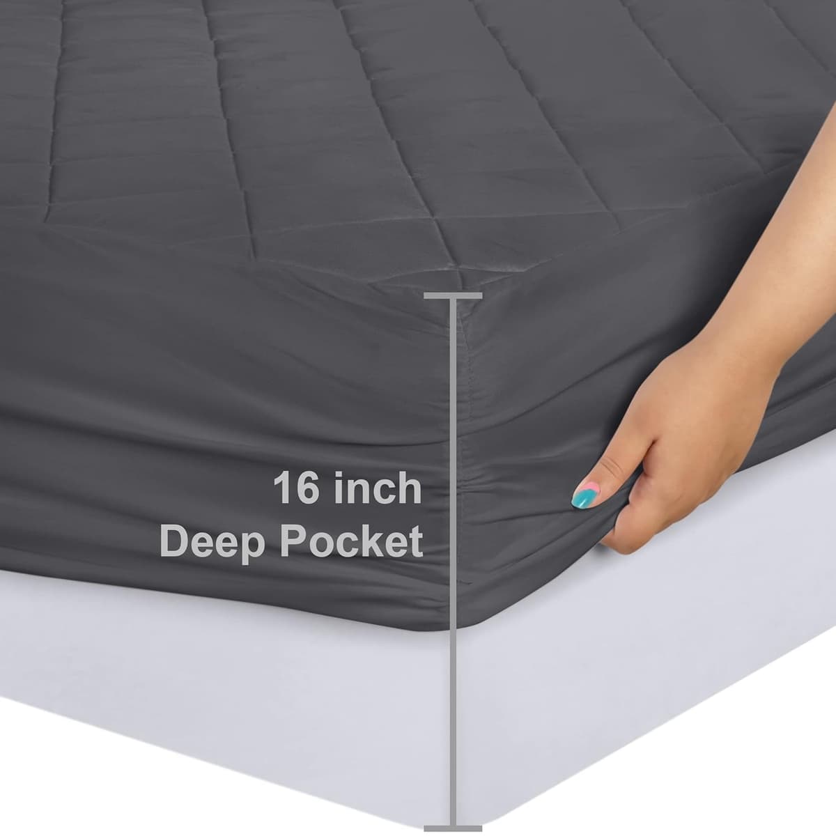 Utopia Bedding Quilted Fitted Mattress Protector Double Bed Fitted Sheet Stretch Fitted Sheet Extends to 40cm Deep Machine Wa — view 2