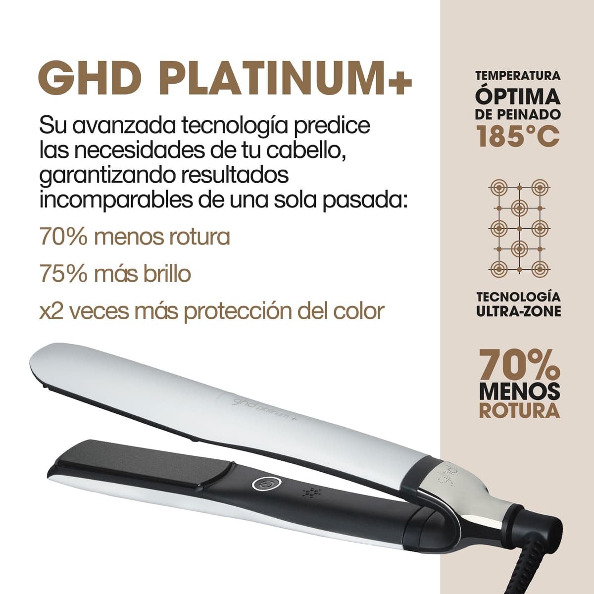 ghd Platinum+ - Plancha de Pelo Profesional Inteligente, Cabello Más fuerte, Más Brillo y Protección del Color - Para todo Tipo de Cabello - (Enchufe Europeo) — view 3