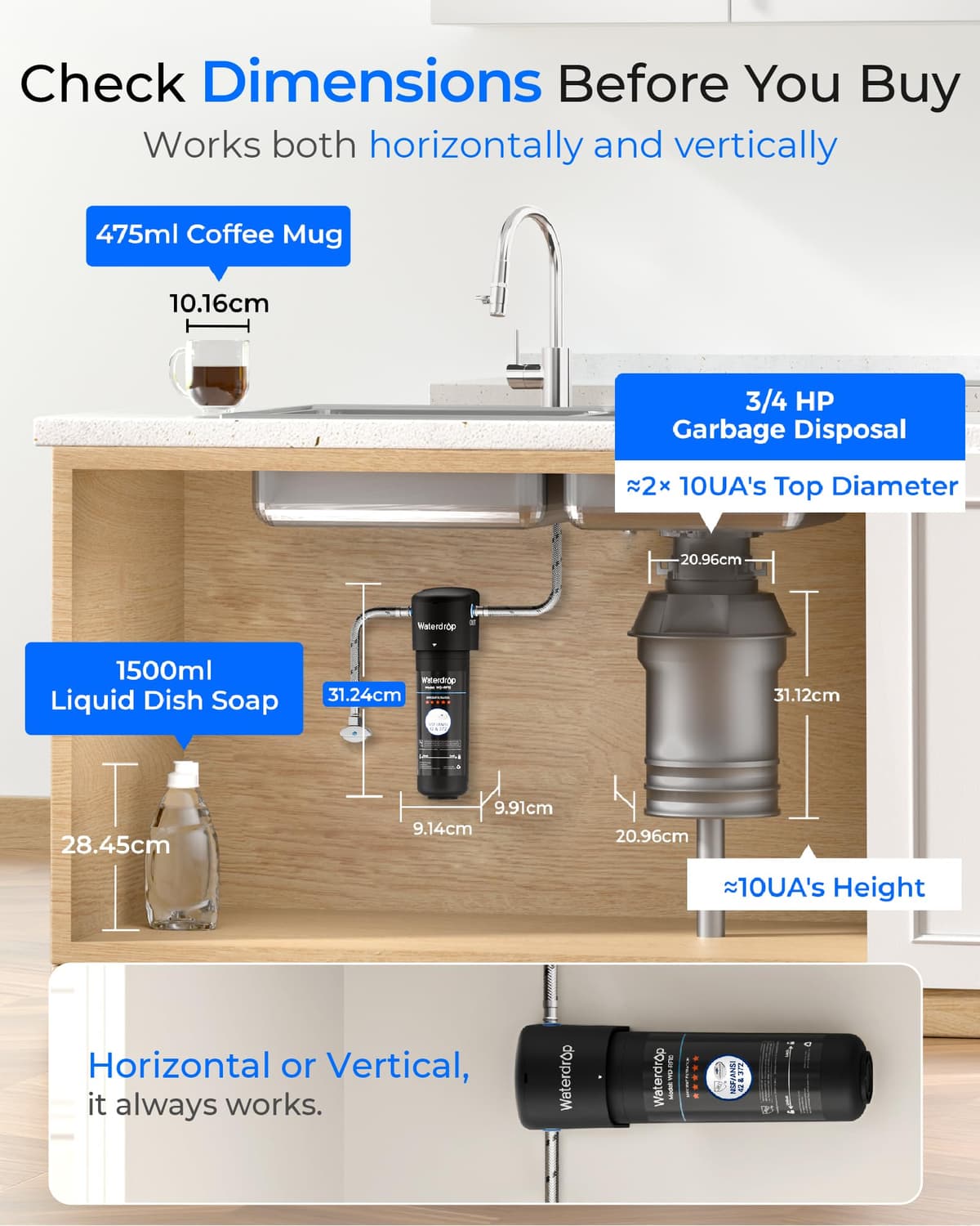 Waterdrop 10UA Sistema de Filtro de Agua para Debajo del Fregadero, 30.000 Litros Sistema de Filtrado de Agua de Alta Capacidad, Certificado NSF/ANSI 42, Reduce el 99,99% de Plomo, Cloro, Mal Sabor — view 4