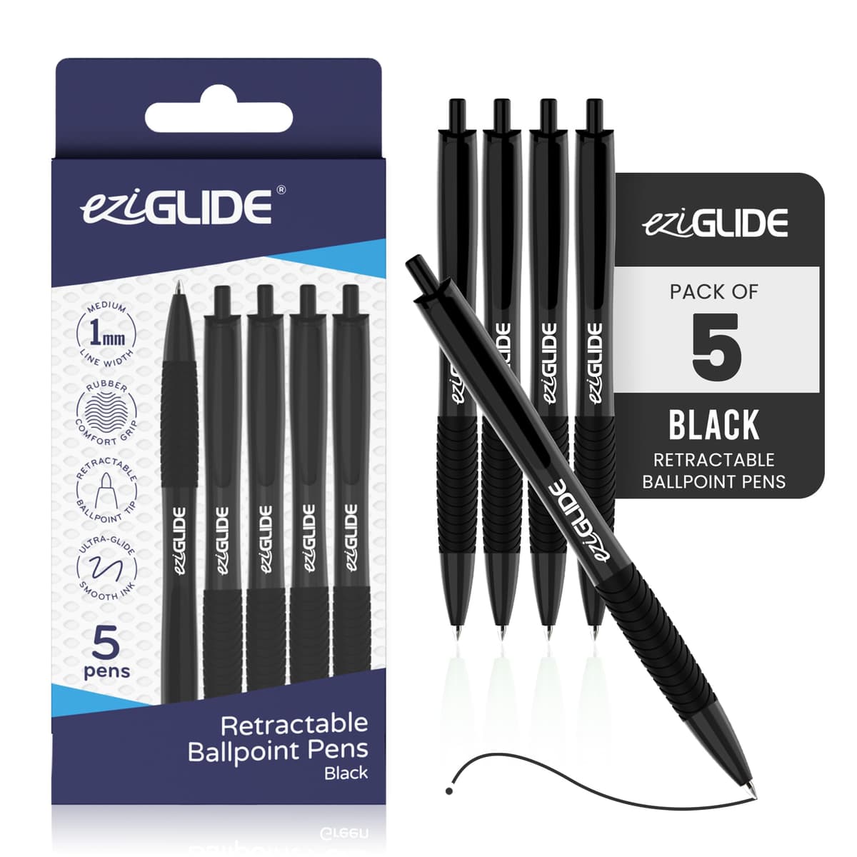 Eziglide 10-Pack Ballpoint Purple Pen Set - Medium Point 1.0mm for Effortless Writing & Comfortable Grip - Ball Point Pens Ideal for School, Exams, Home or Work Stationery Supplies — view 26