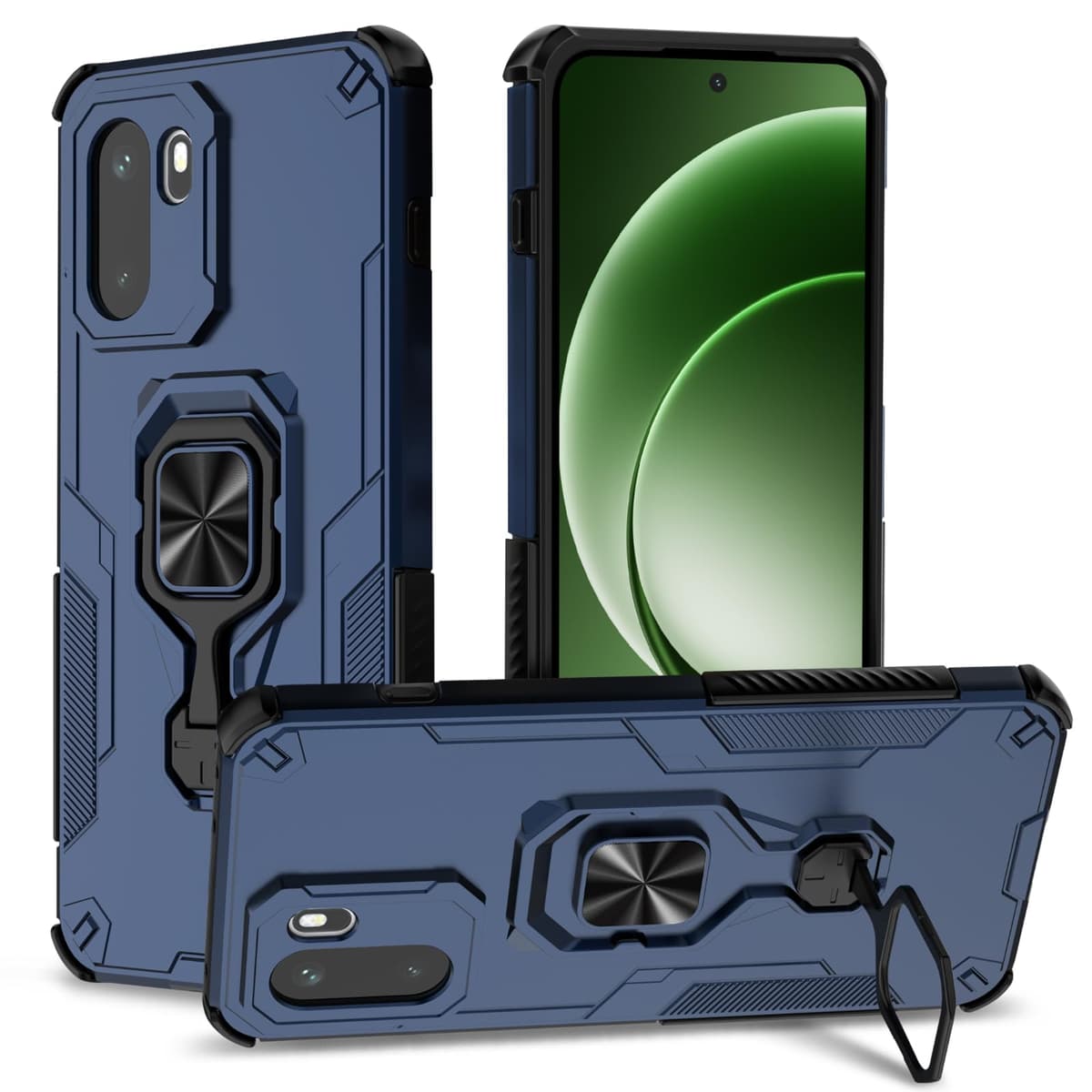 Funda para CMF Phone 2 Pro, Carcasa Antigolpes con Soporte anular metálico, Case Protectora de Grado Militar, Negro — view 913
