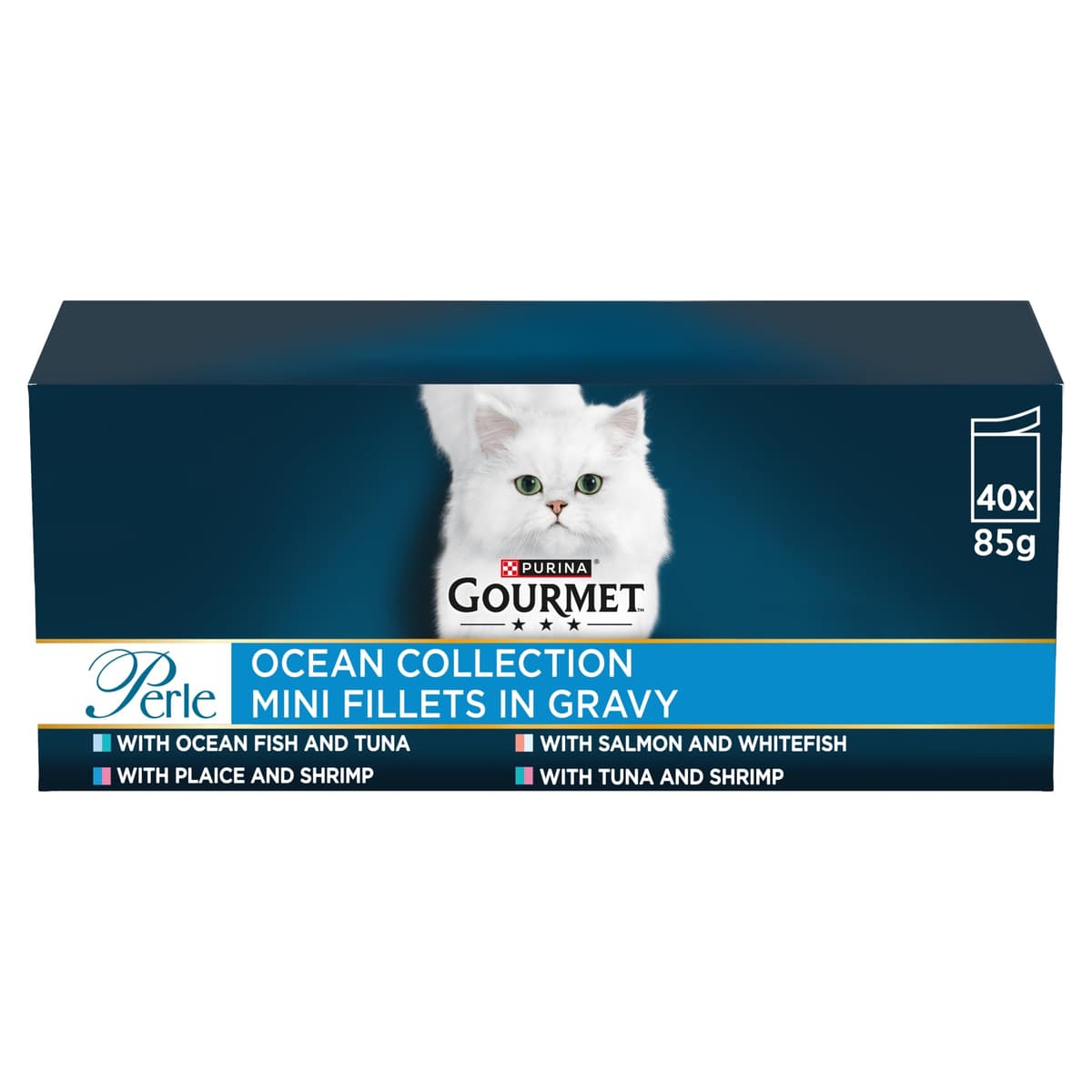 GOURMET Perle Chef's Collection Adult Wet Cat Food Mini Fillets in Gravy Variety Turkey, Tuna, Duck, Lamb 40 x 85g Pouches — view 4