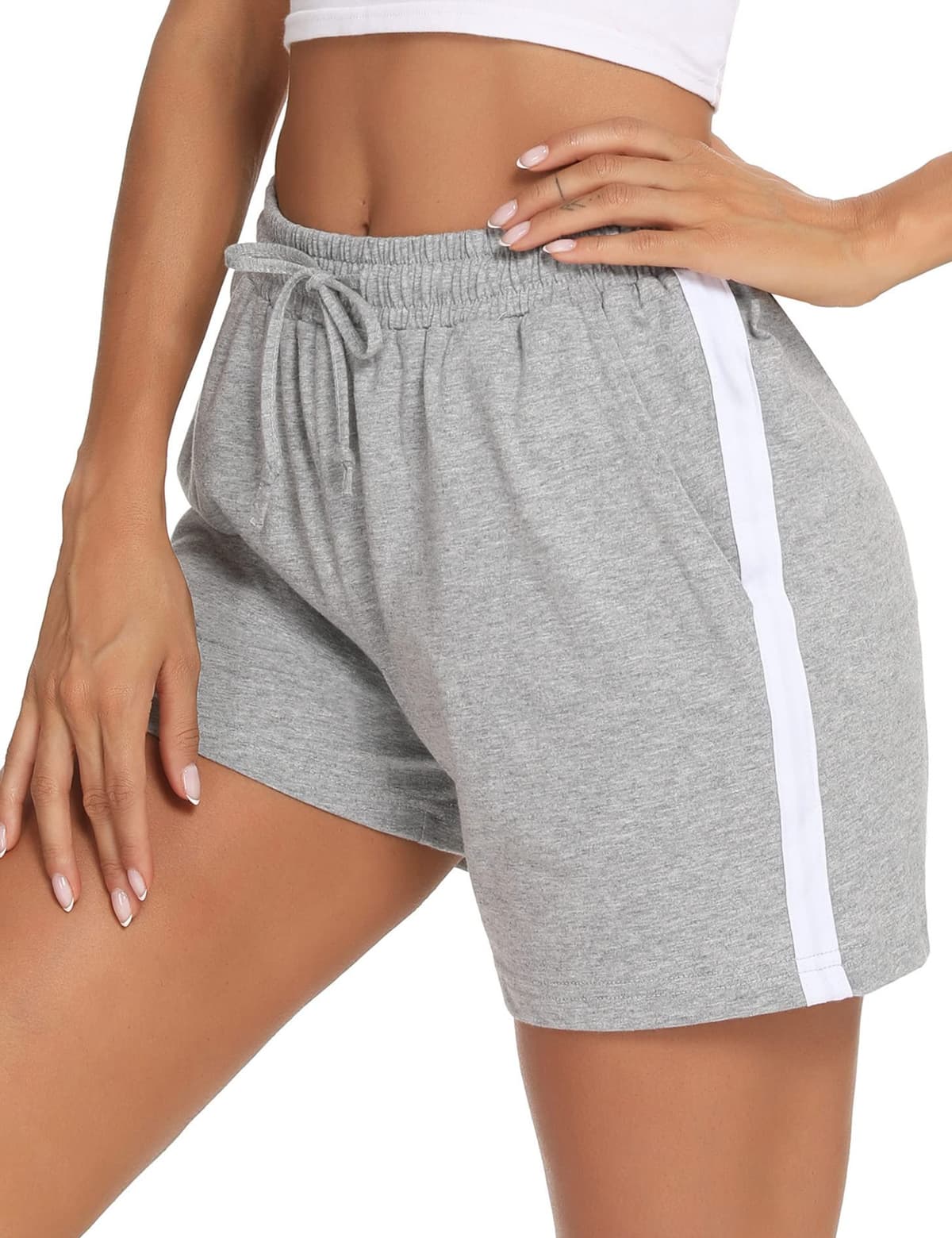 Litherday Shorts Mujer Verano Algodón Pantalones Cortos Deportivos con Cordón y Bolsillos Ropa Deportiva Mujer para Yoga Fitness Jogging Casa — view 14