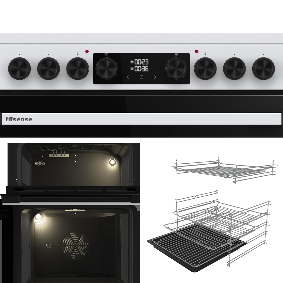 Hisense Hi6 Max 60cm Electric Cooker with Ceramic Hob HDCEC6C20W - White - A Rated — view 4