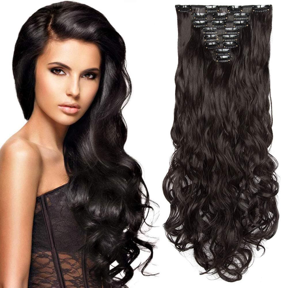24"(60cm) SEGO Extensiones de Cabello Clip de Pelo Sintético Se Ve Natural 8 PCS [Sandy Rubio mezcla Blanqueador Rubio] Rizado Ondulado Largo Postizos Pelucas (140g) — view 16