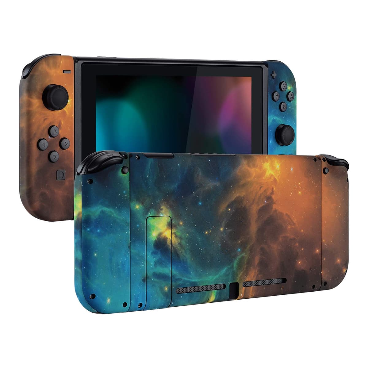 eXtremeRate Back Plate for Nintendo Switch Console, NS Joy con Handheld Controller Housing with Full Set Buttons, DIY Replacement Shell for Nintendo Switch - Chrome Gold — view 23