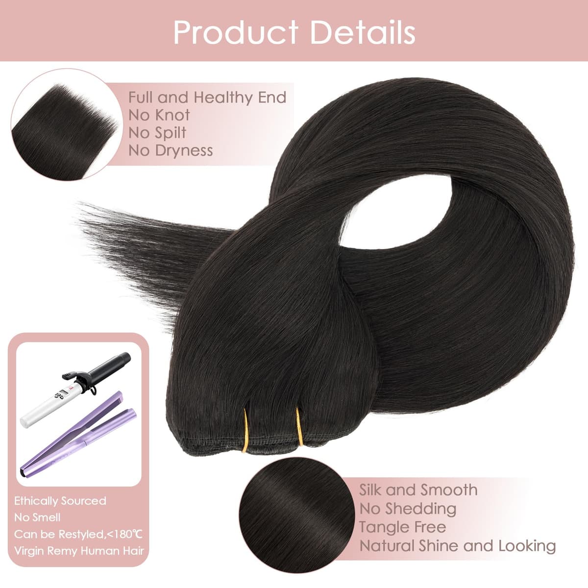 Silk-co 10inch Hair Extensions Clip in Hair Extension Human Hair #04 Medium Brown -Basic Thickness-Thin Weft- 8 Pieces Real Remy Straight Hair Extensions[50g] — view 234