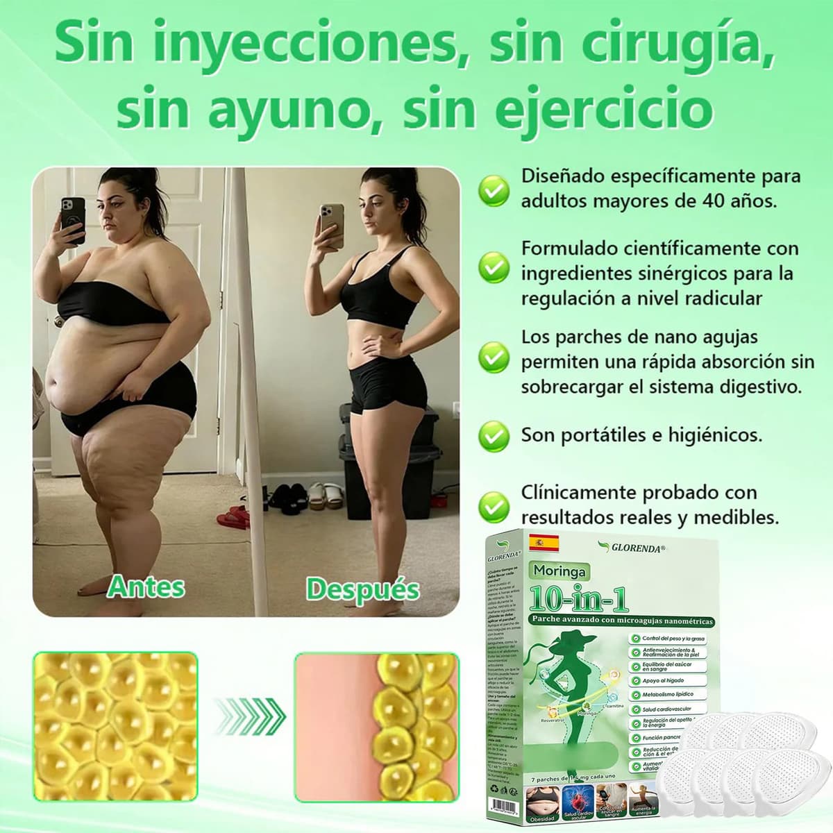GLORENDA Moringa NAD+ Parche 10-en-1, GLORENDA Parches, para hombres y mujeres (2 Caja) — view 2