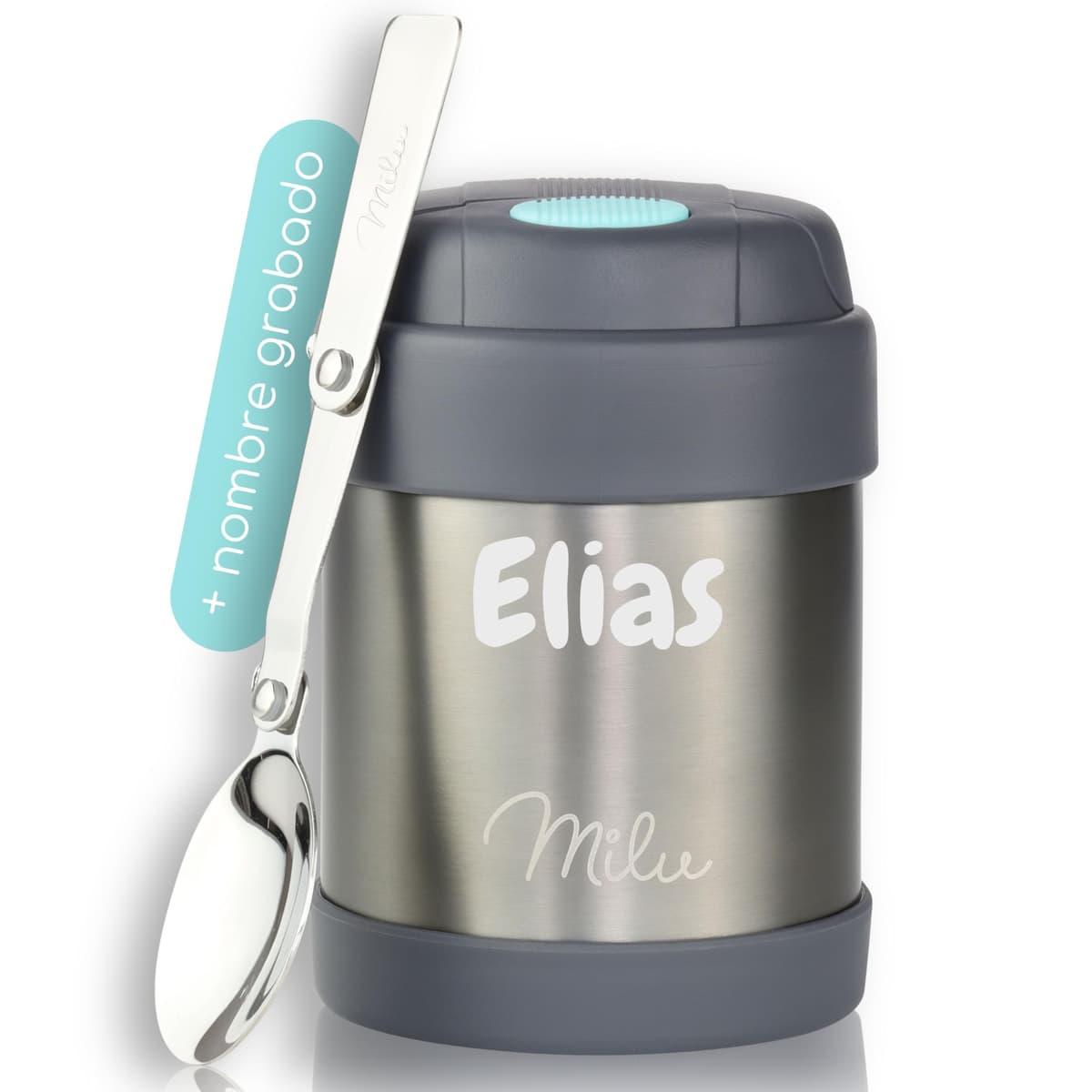 Milu Termo para Comida 450 ml Taza Aislada, Botella de Acero Inoxidable Aislada Alimentos, Beber y sopa de los niños de adultos Térmico (450ml/Verde Azul) — view 34