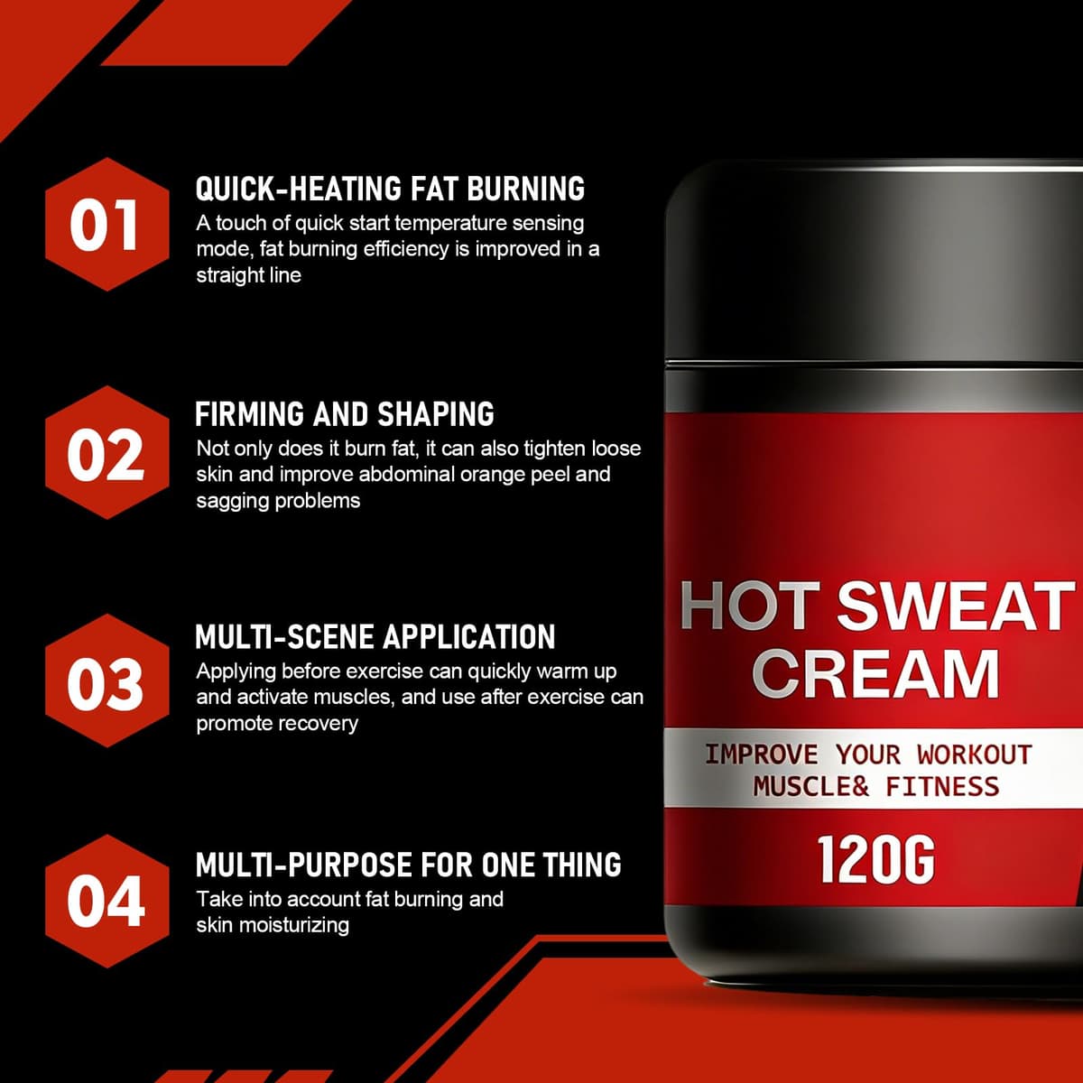 Crema abdominal de 120 g, Crema Quema Grasa Abdominal,Crema de masaje moldeadora corporal para adelgazar la cintura, Abdomen y Gluteos,Hot Cream — view 4