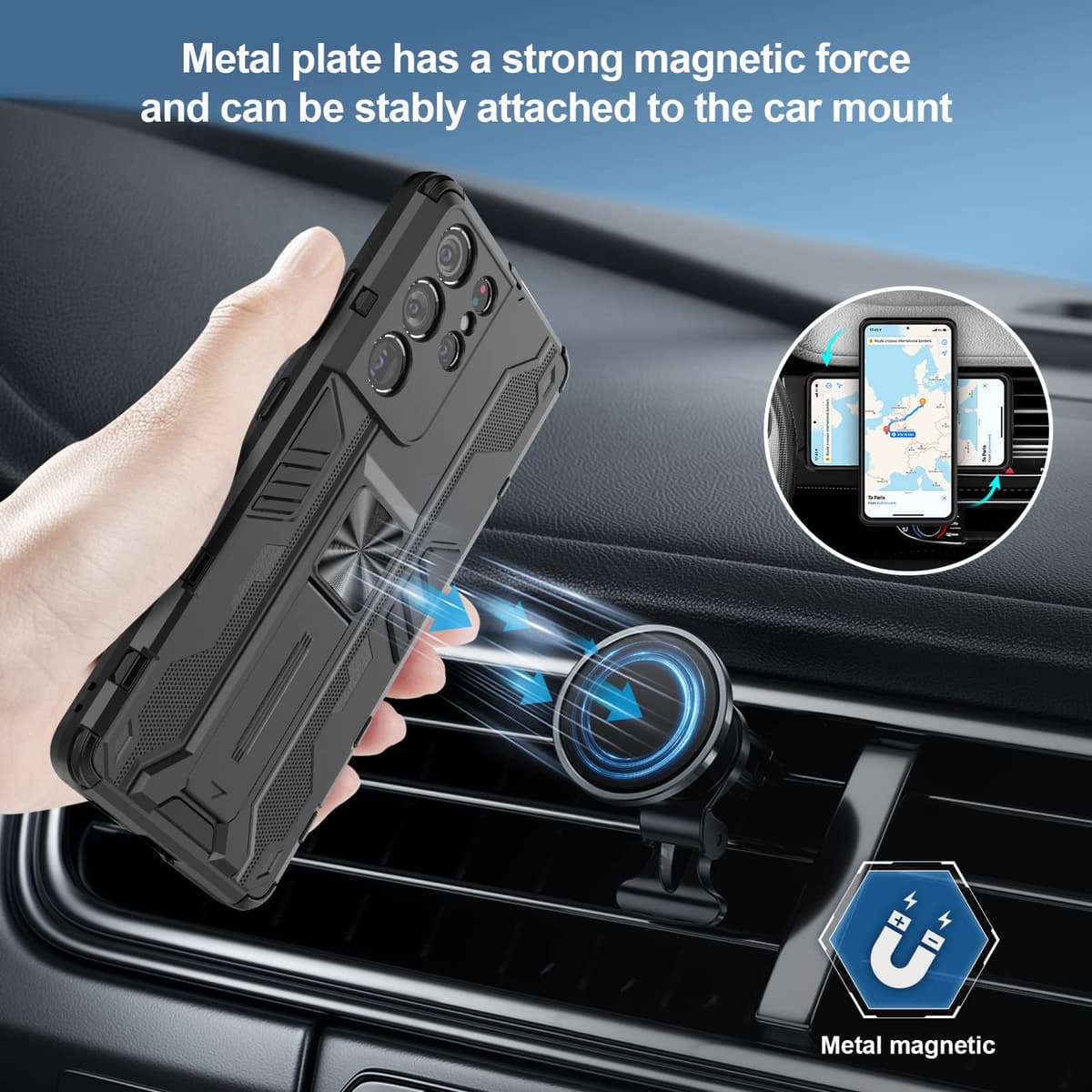 Funda para CMF Phone 2 Pro, Carcasa Antigolpes con Soporte anular metálico, Case Protectora de Grado Militar, Negro — view 1322