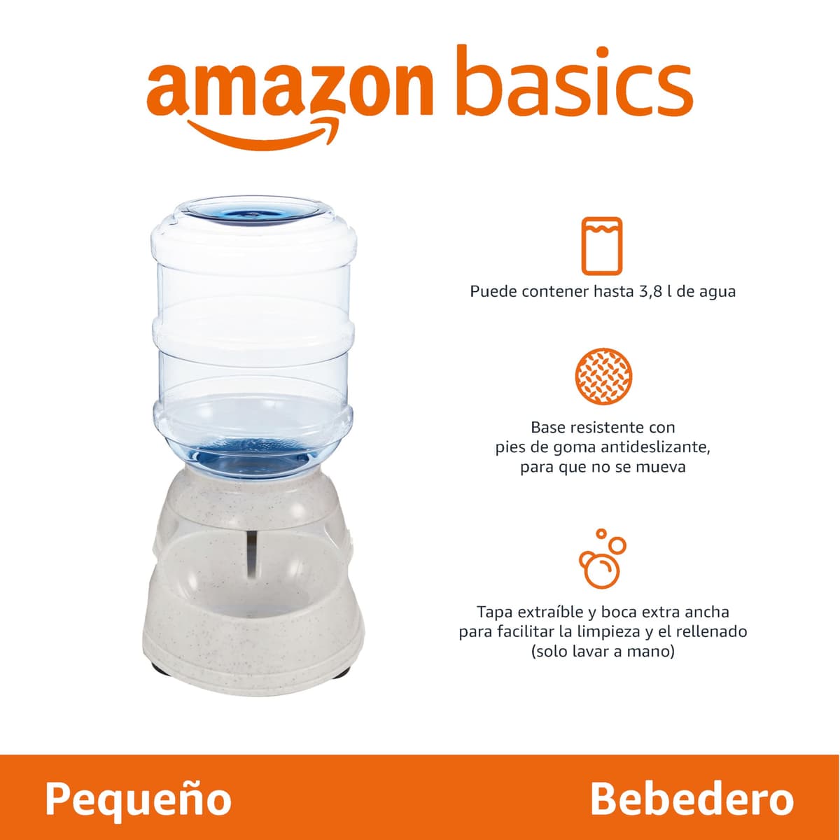 Amazon Basics Water Dispenser, Dogs and Cats, 1 Gallon, Small, Clear — view 2
