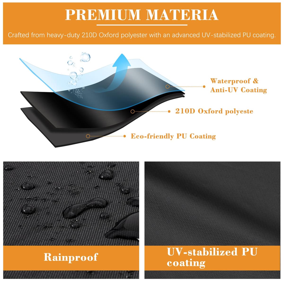 BBQ Gas Grill Cover, Cloudgree Oxford Fabric Barbecue Cover for Outdoor Grill, Waterproof, Rip-Proof, UV & Fade Resistant, BBQ Cover for Weber, Brinkmann, Char-Broil (147 x 61 x 122 cm) — view 2